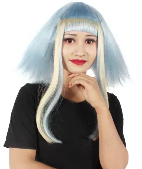 Adult Women’s Light Blue Bob-styled Highlighter Haired Portraits Wig, Non-flammable Synthetic Fiber Wig

 | HPO