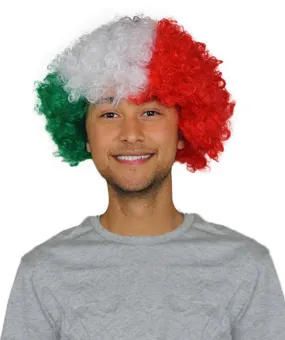 Mexico Sport Afro Fun Wig | Jumbo Red White Green Wig