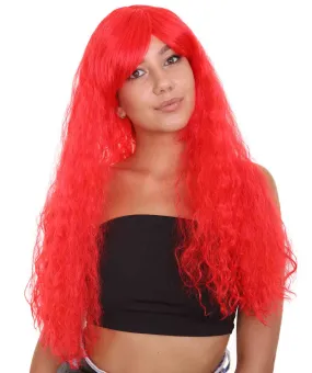 Red Curly Womens Wig | Long Party Ready Fancy Cosplay Halloween Wig | Premium Breathable Capless Cap