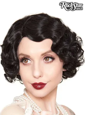 1920s Flapper Finger Waves Womens Black Costume Wig