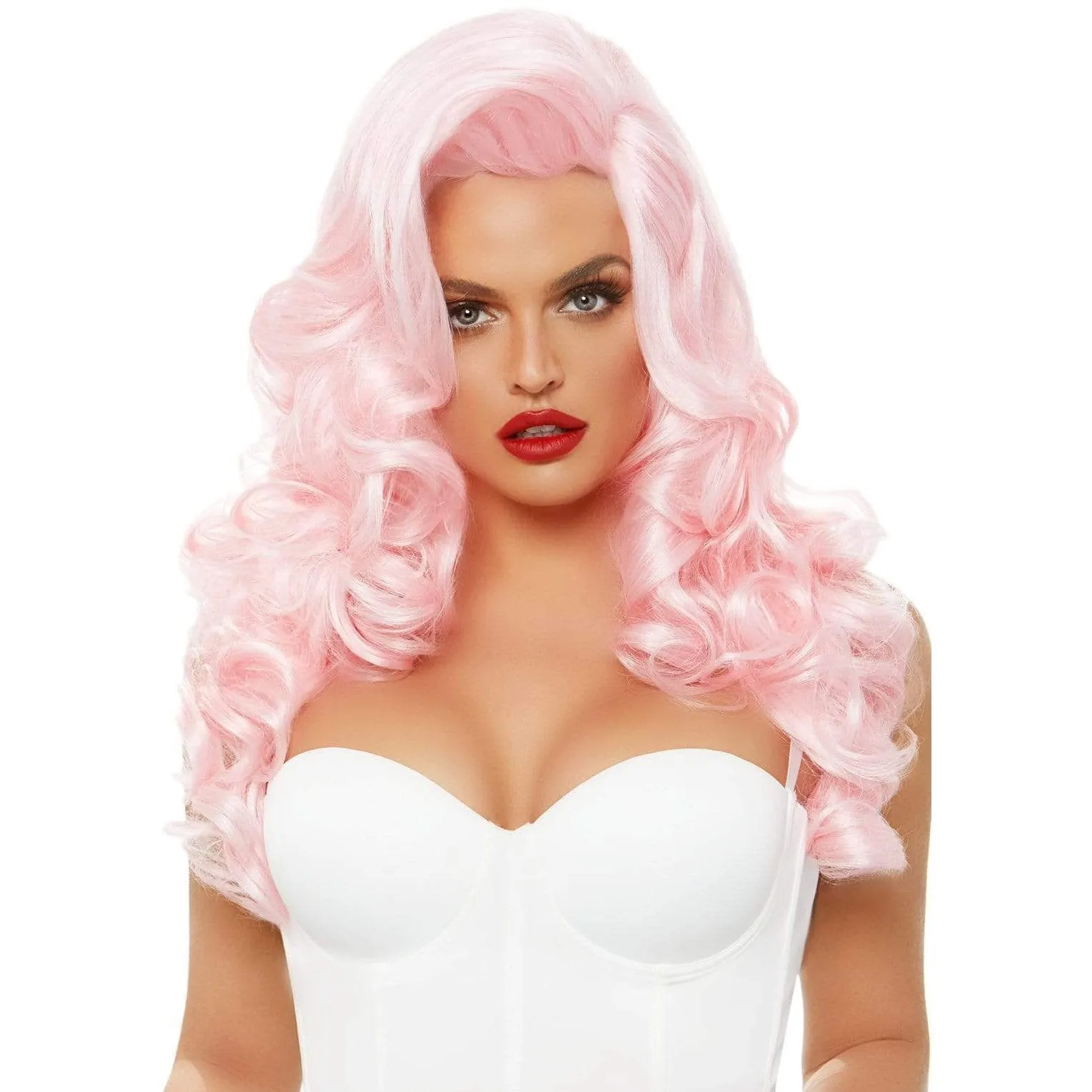 20" Bombshell Long Curly Wig - Pink