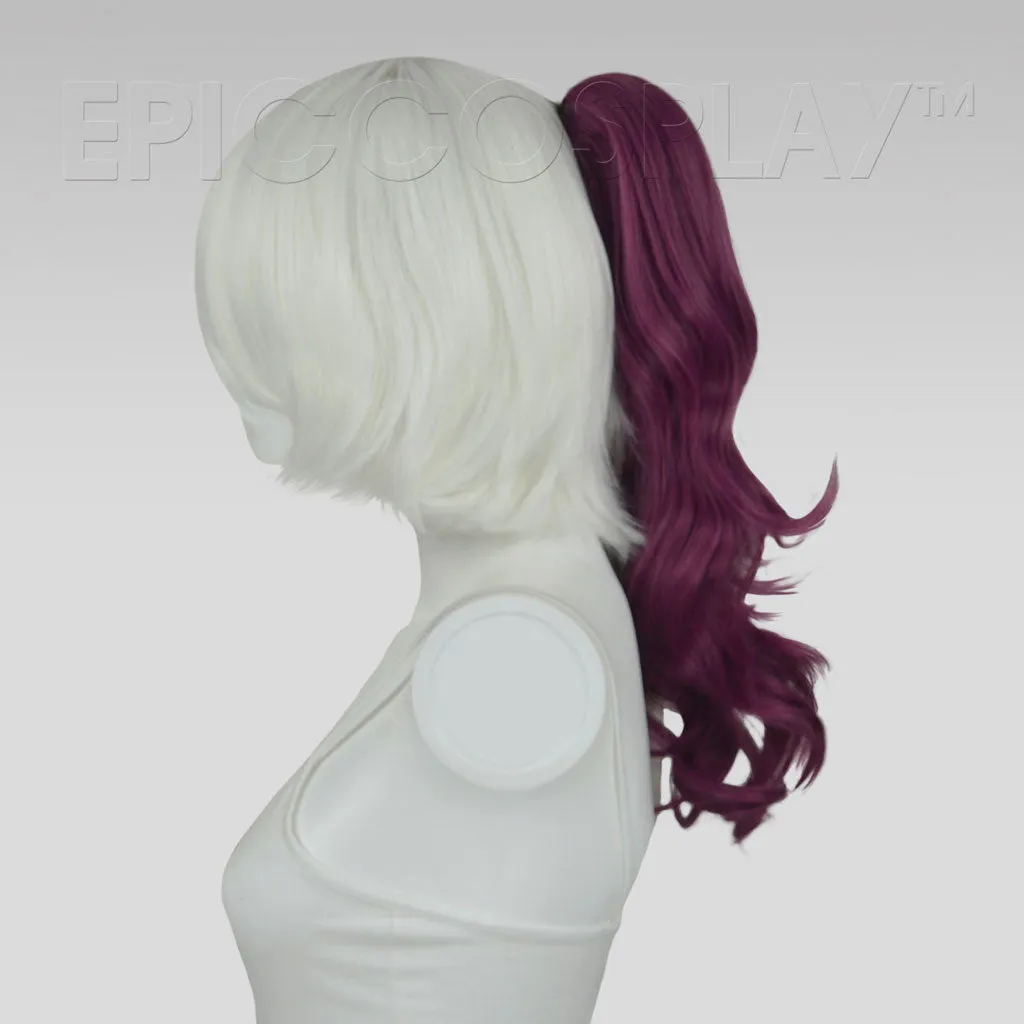 20" Dark Plum Purple Wavy Curly Ponytail Clipon