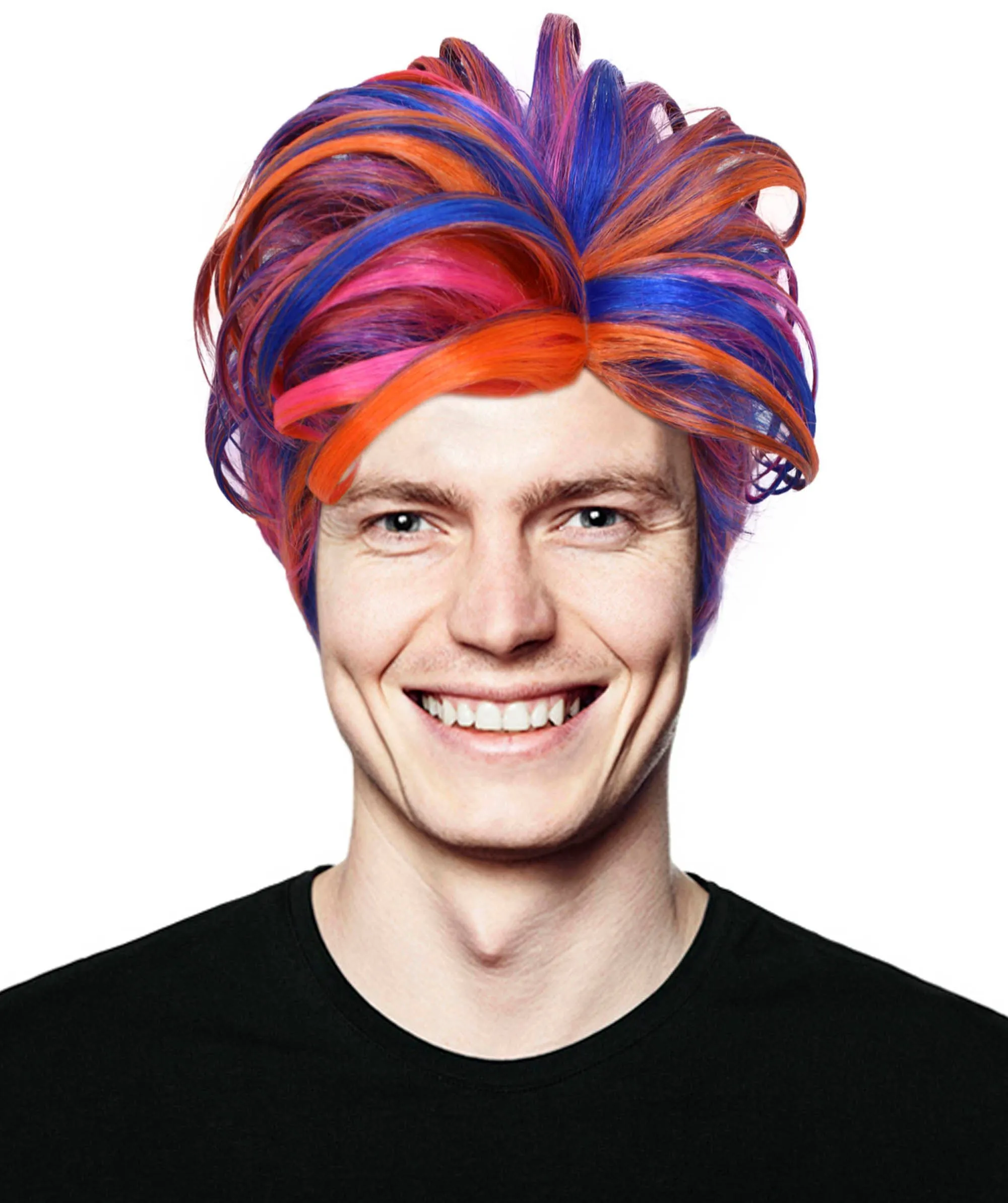 90's Rave Guy | Men's Short Gelled Middle Part | Halloween Wig | Multiple colors