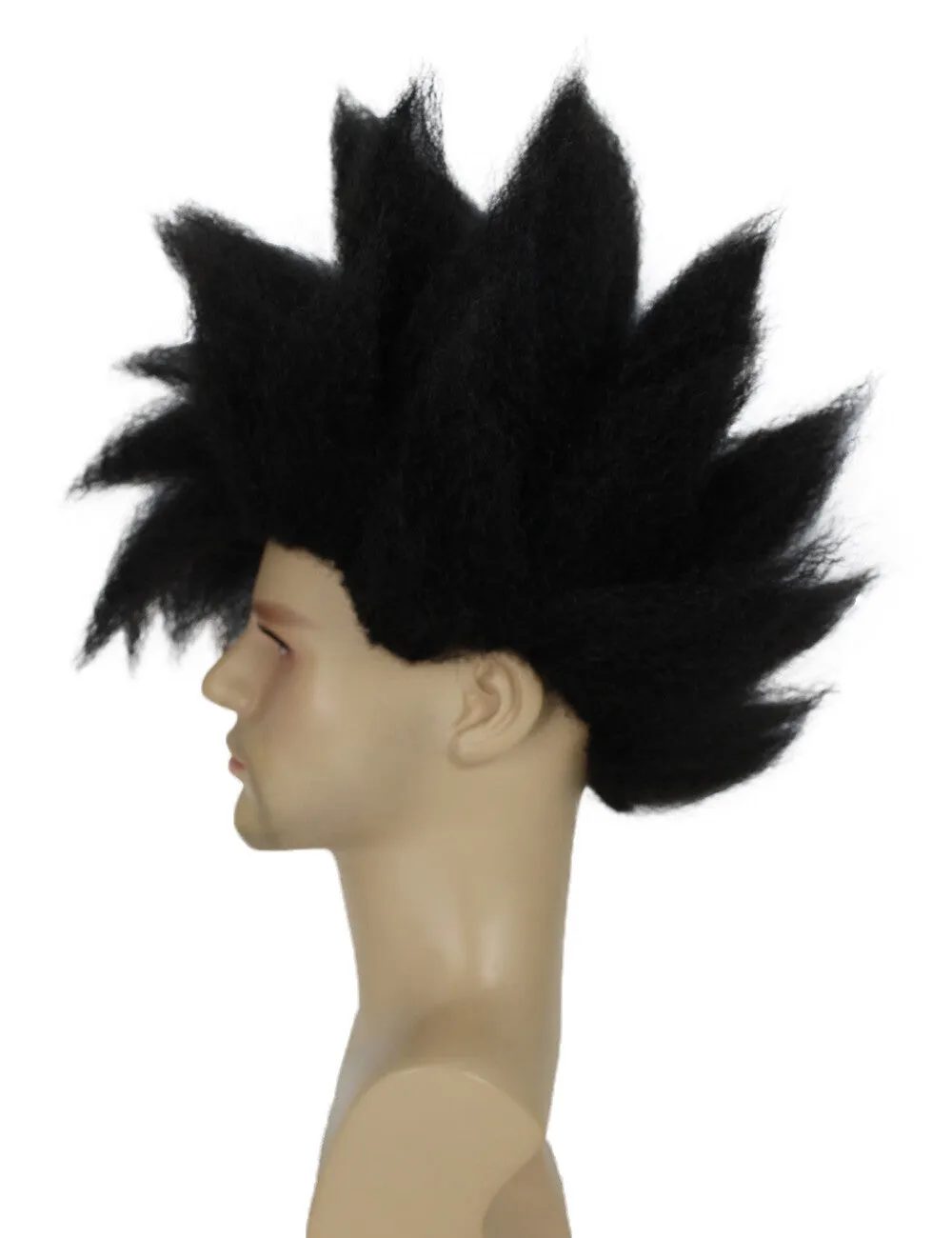 Adult Men's Black Spiky Wig| Perfect for Halloween| Flame-retardant Synthetic Fiber