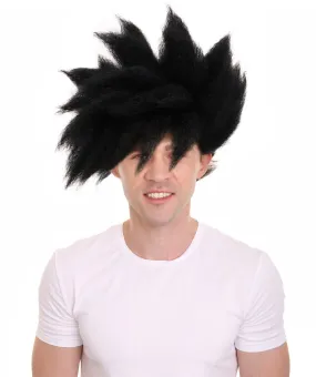 Adult Men's Black Spiky Wig| Perfect for Halloween| Flame-retardant Synthetic Fiber