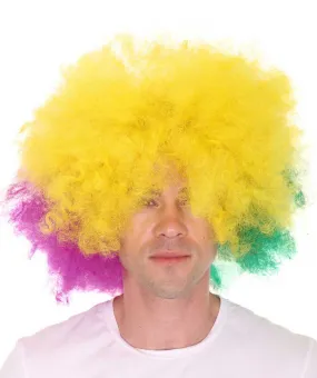 Adult Men's Carnival Mardi Gras Tri-Color Afro Style Wig | Halloween Multicolor Wig | Premium Breathable Capless Cap