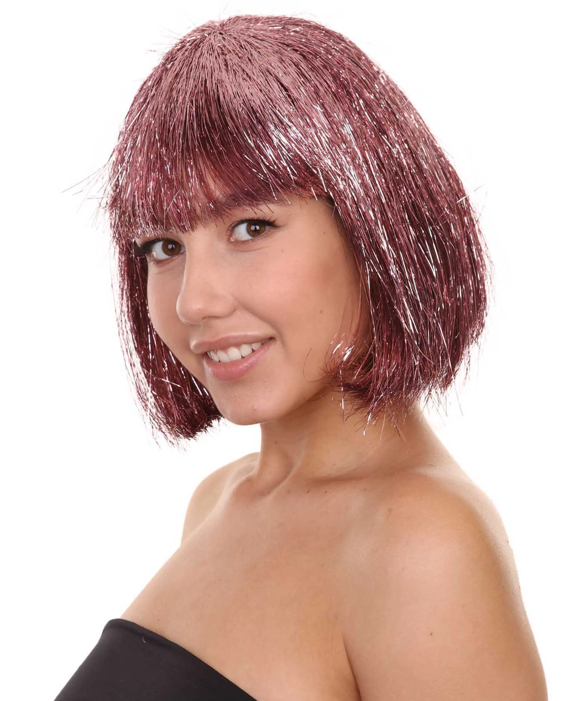 Adult Women Tinsel Bob Wig Collection, Multiple Color Options.