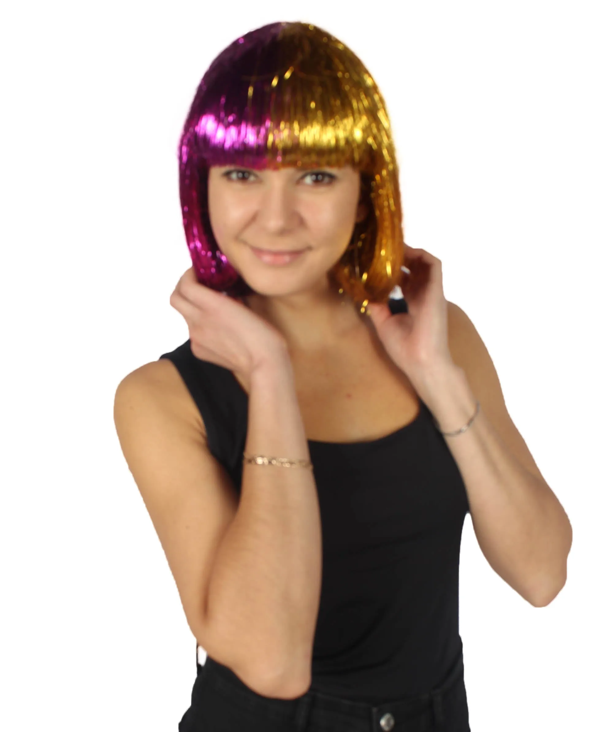 Adult Women Tinsel Bob Wig Collection, Multiple Color Options.