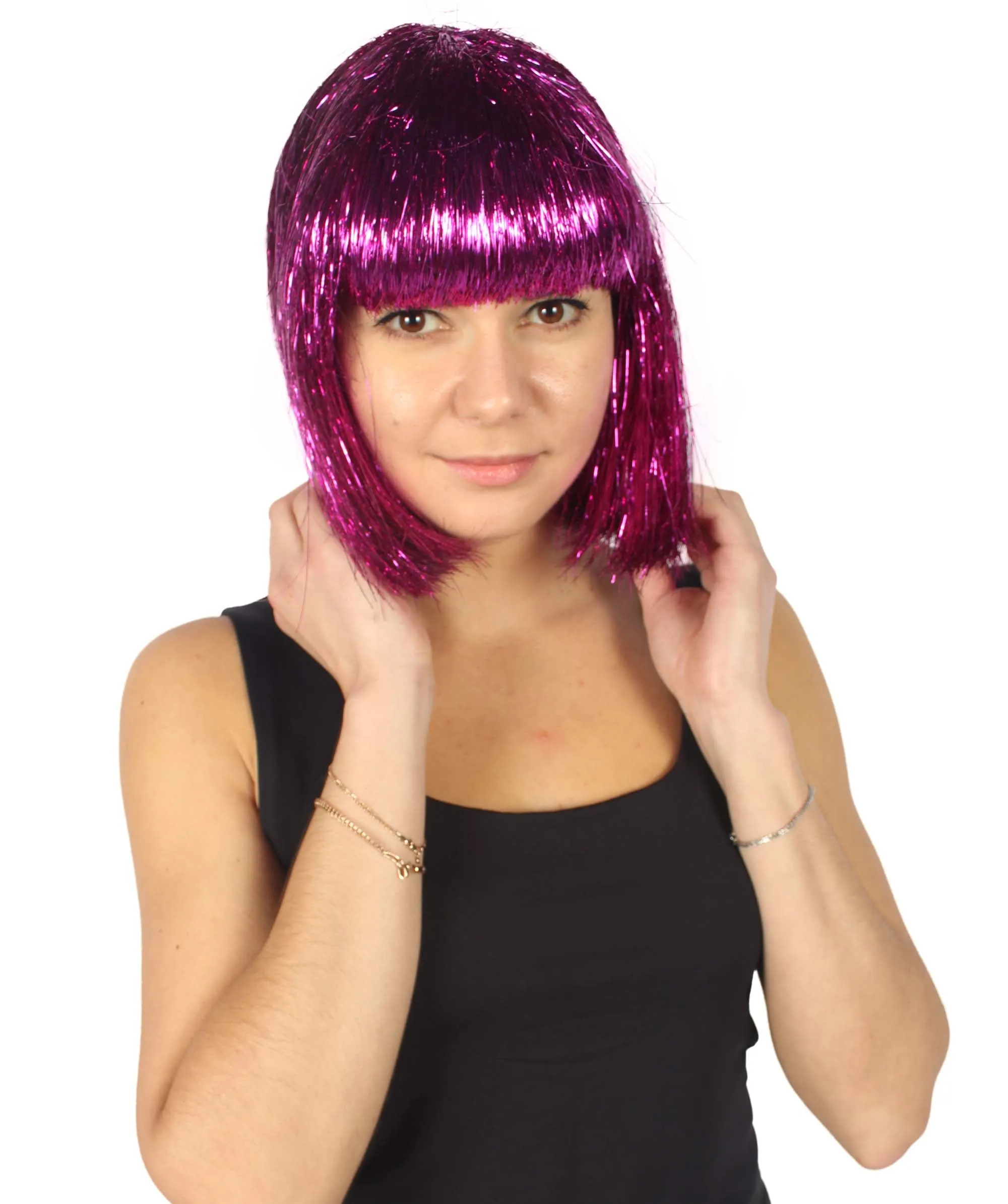 Adult Women Tinsel Bob Wig Collection, Multiple Color Options.