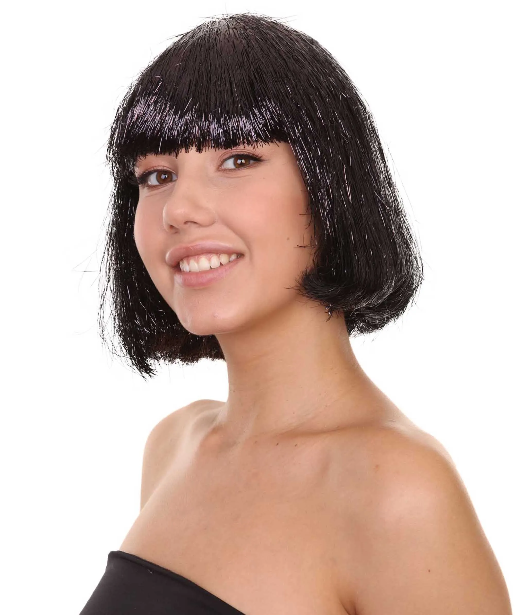 Adult Women Tinsel Bob Wig Collection, Multiple Color Options.