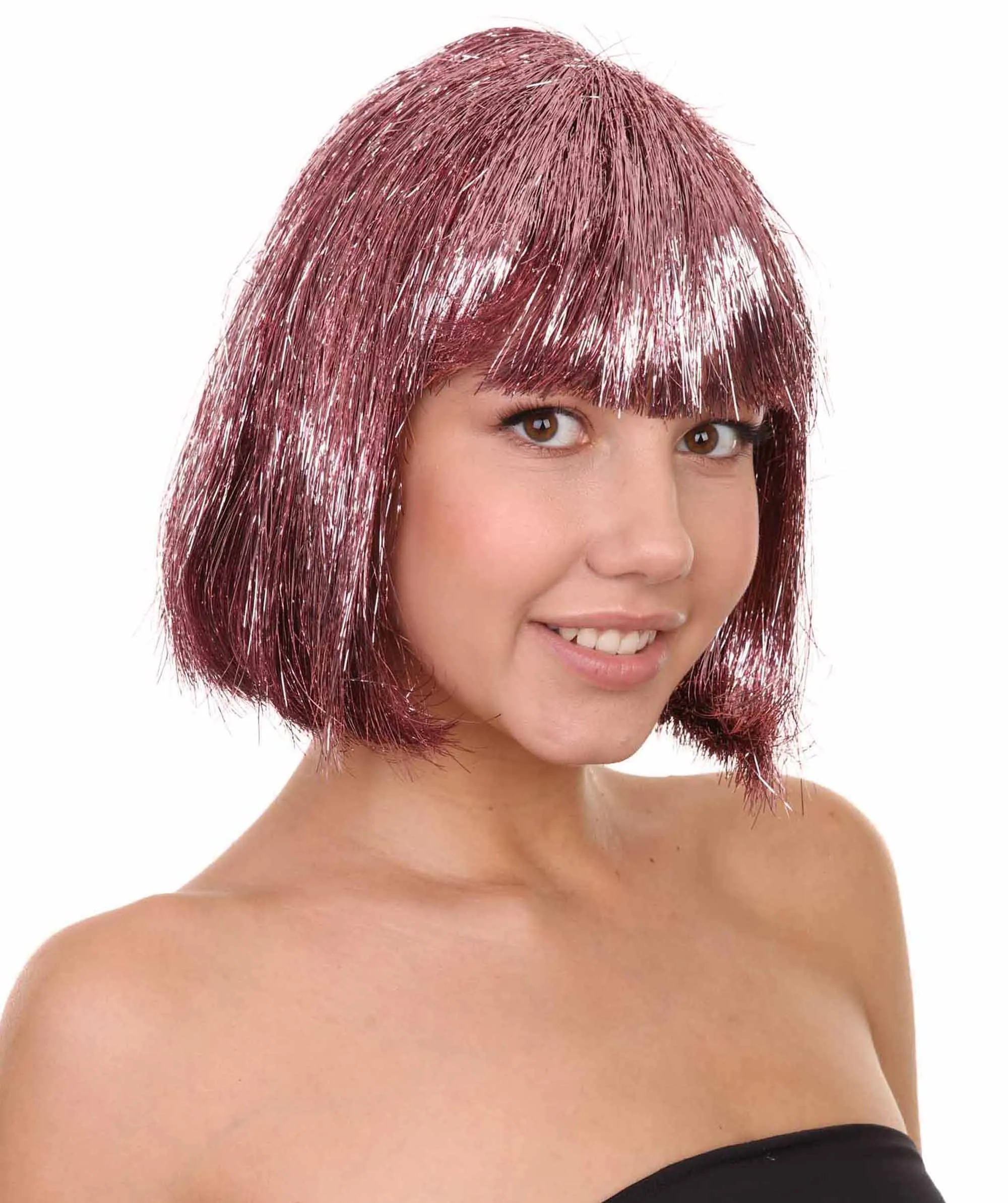 Adult Women Tinsel Bob Wig Collection, Multiple Color Options.