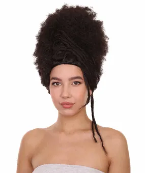 Adult Women's 16" Inch Medium Length Halloween Cosplay Afro Puff Good as Hell Goddess Costume Multiple Wig, Synthetic Fiber Hair with Braids, | HPO