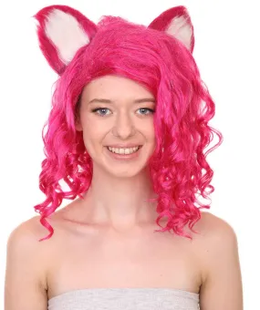 Adult Women's 16" Inch Medium Length Wavy Pretty Doll Wig | Synthetic Soft Fiber Hair with Cat Ears | HPO