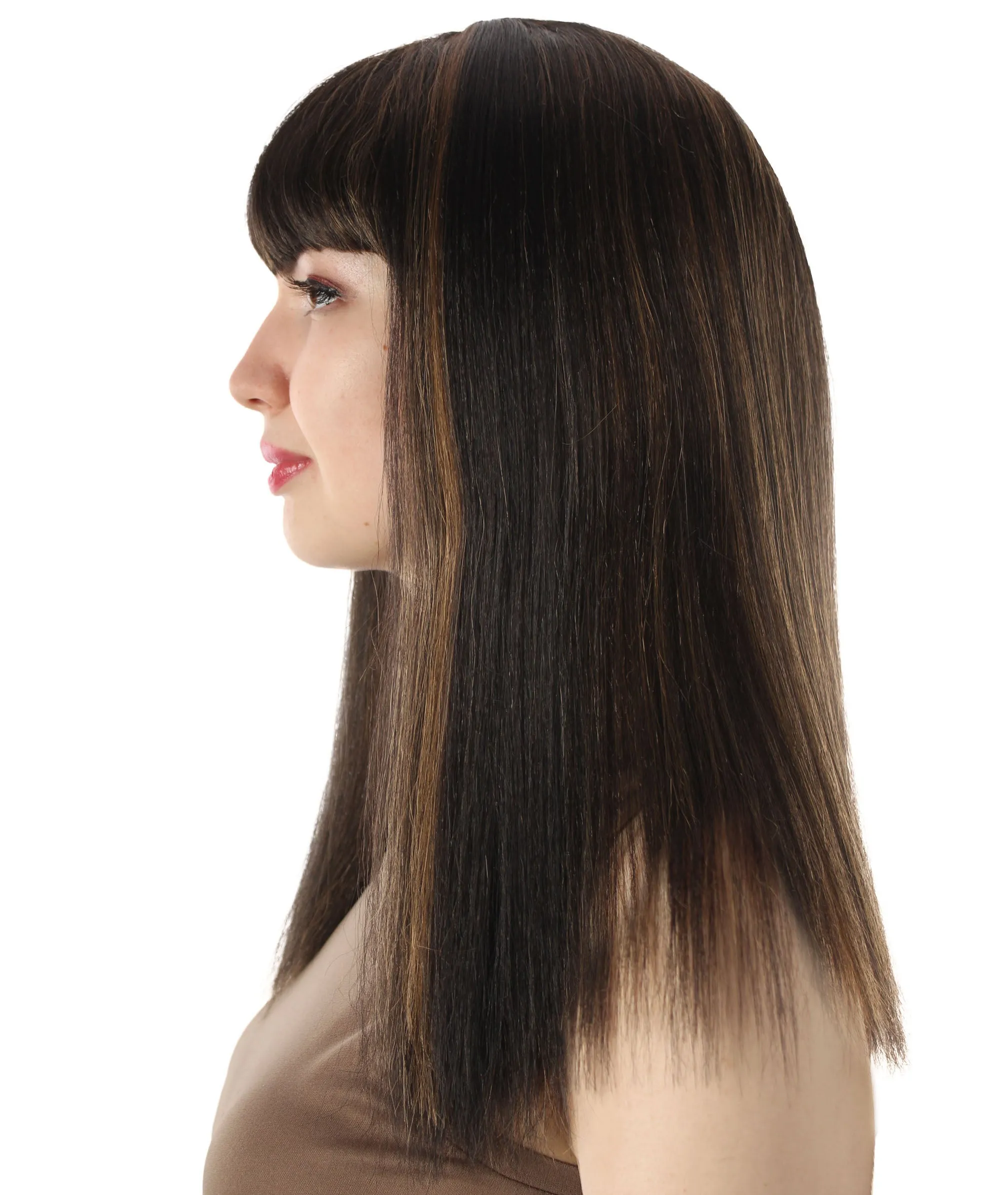 Adult Women's 18" Inch Silky Medium Straight Length Diva Wig, Multiple Color Synthetic Hair with Bangs | HPO
