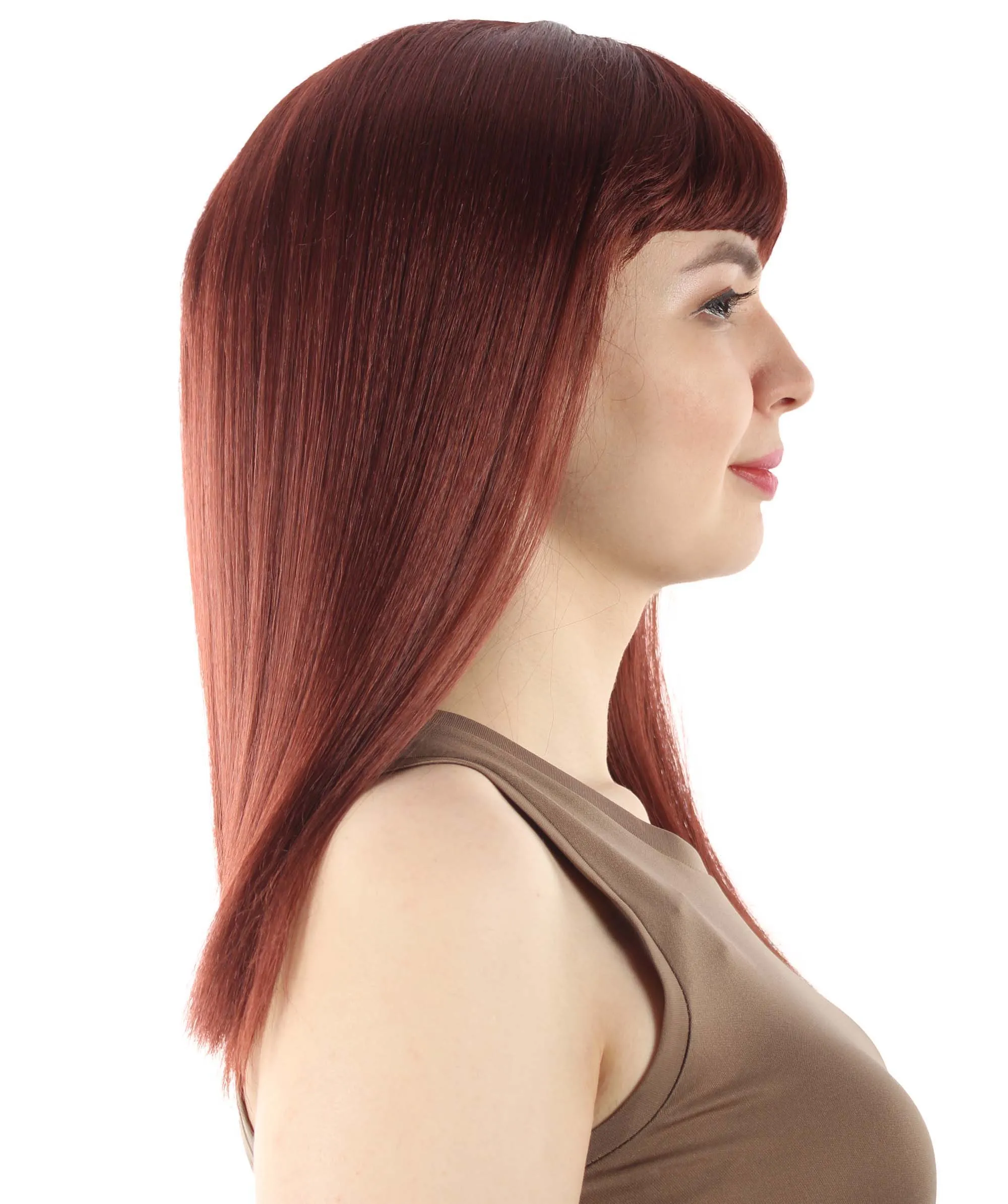 Adult Women's 18" Inch Silky Medium Straight Length Diva Wig, Multiple Color Synthetic Hair with Bangs | HPO
