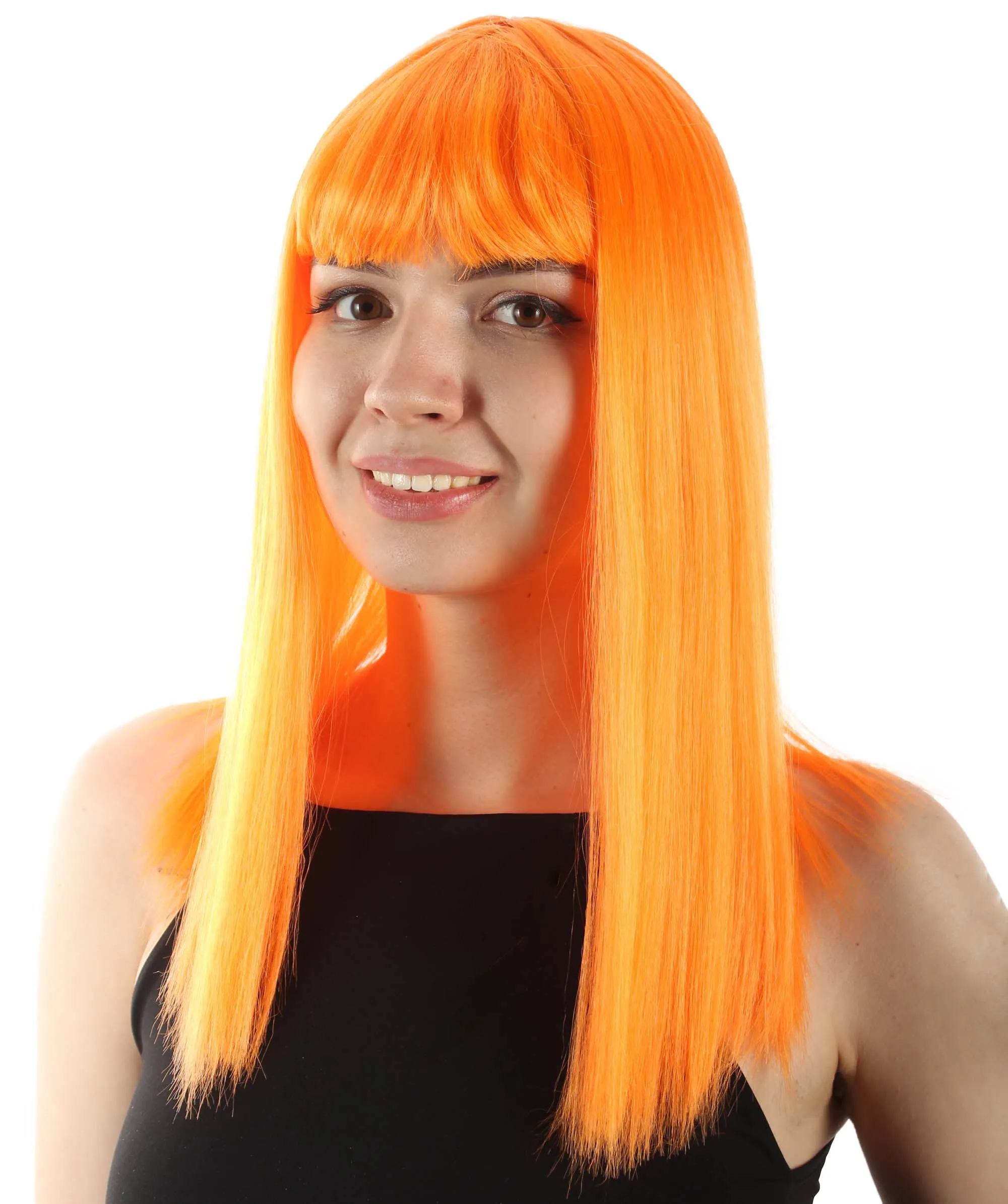 Adult Women's 18" Inch Silky Medium Straight Length Diva Wig, Multiple Color Synthetic Hair with Bangs | HPO