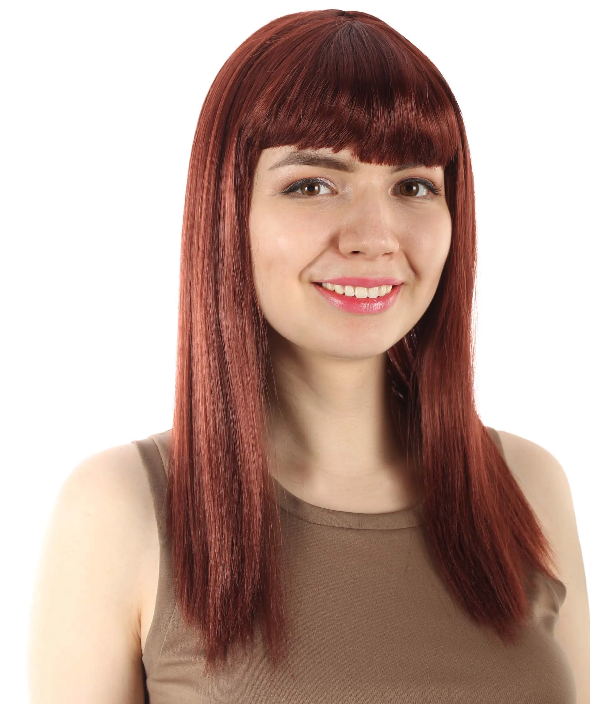 Adult Women's 18" Inch Silky Medium Straight Length Diva Wig, Multiple Color Synthetic Hair with Bangs | HPO