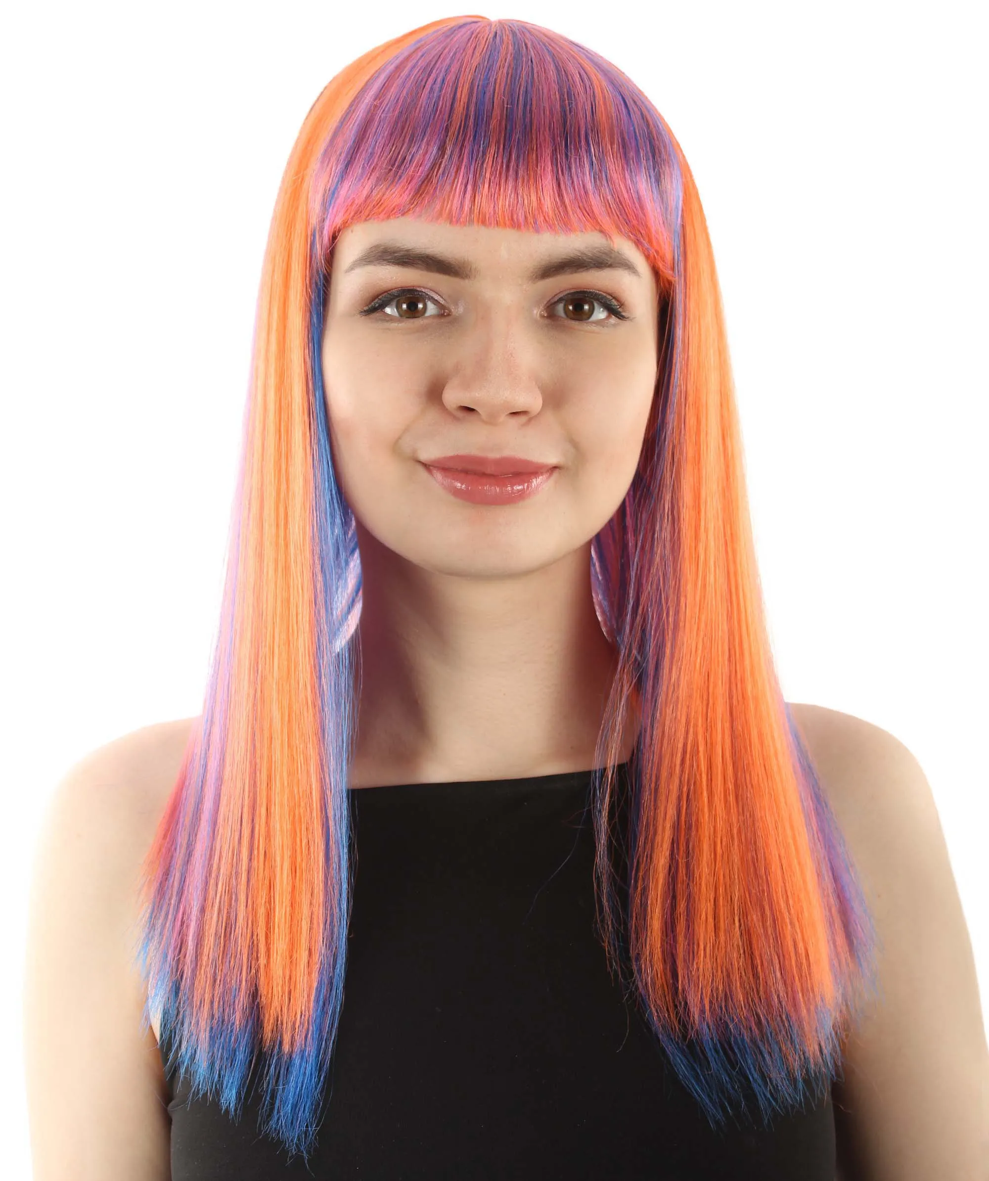 Adult Women's 18" Inch Silky Medium Straight Length Diva Wig, Multiple Color Synthetic Hair with Bangs | HPO