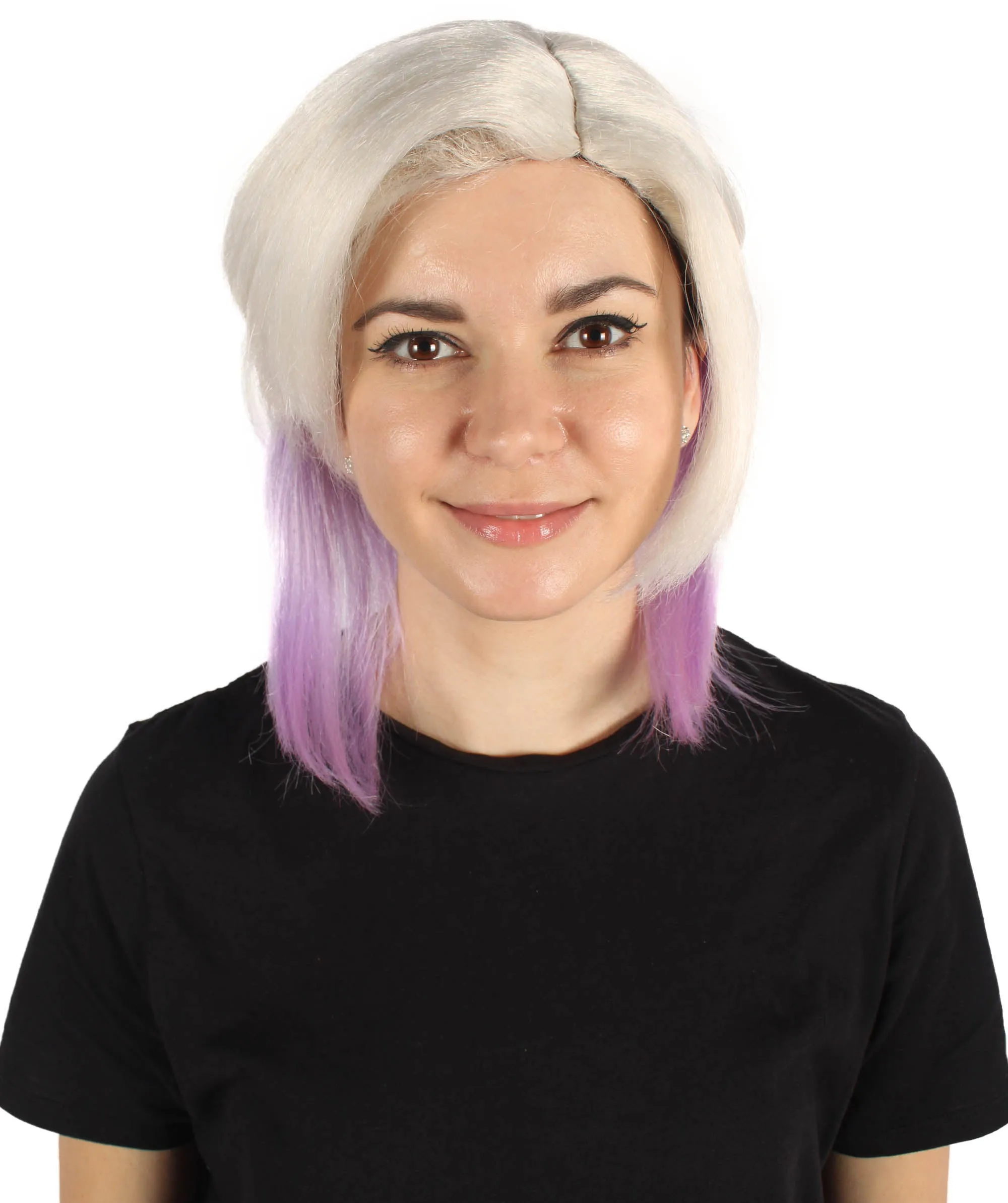 Adult Women's Blonde Purple Anime Wig | Perfect for Halloween | Flame-retardant Synthetic Fiber