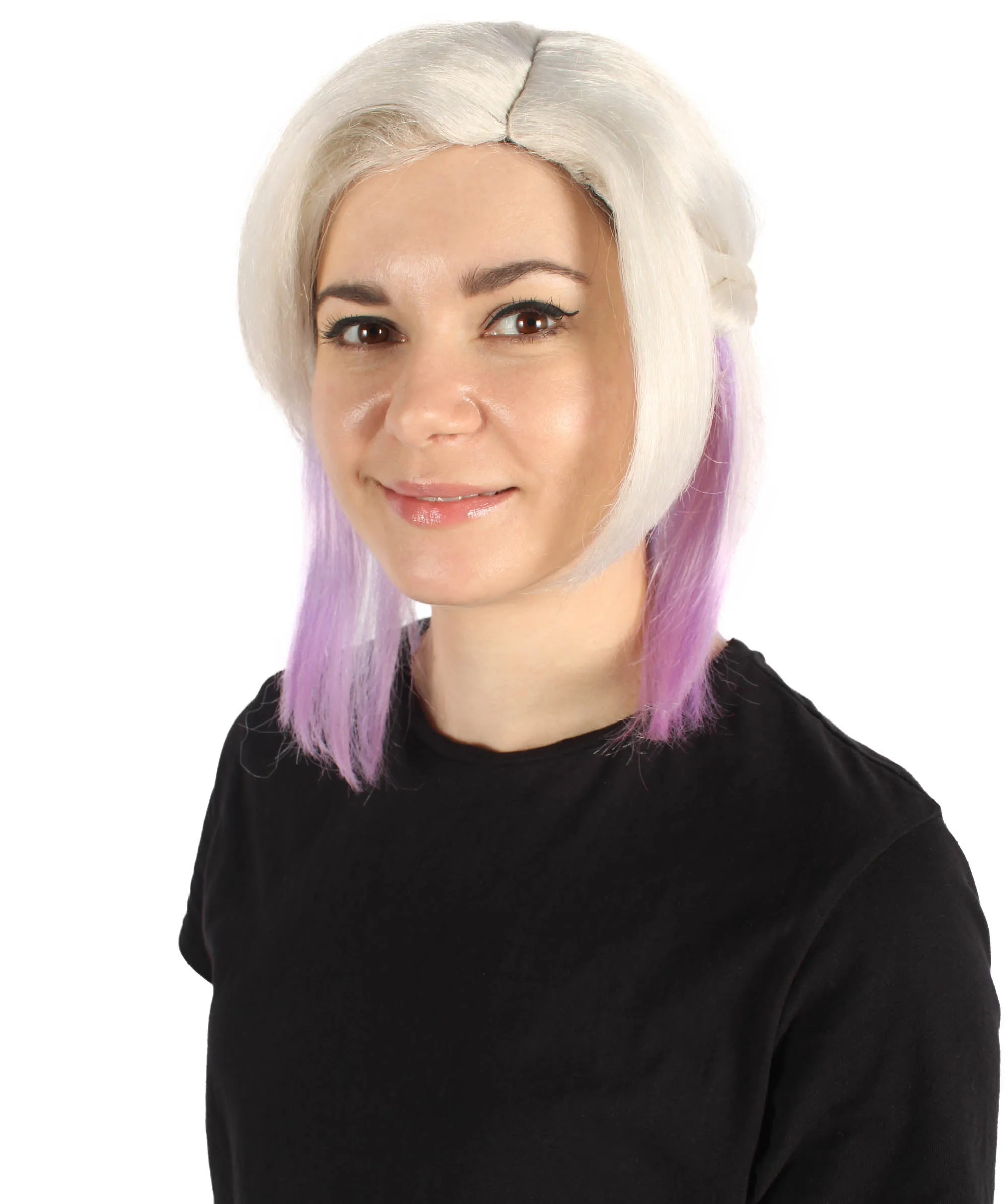 Adult Women's Blonde Purple Anime Wig | Perfect for Halloween | Flame-retardant Synthetic Fiber