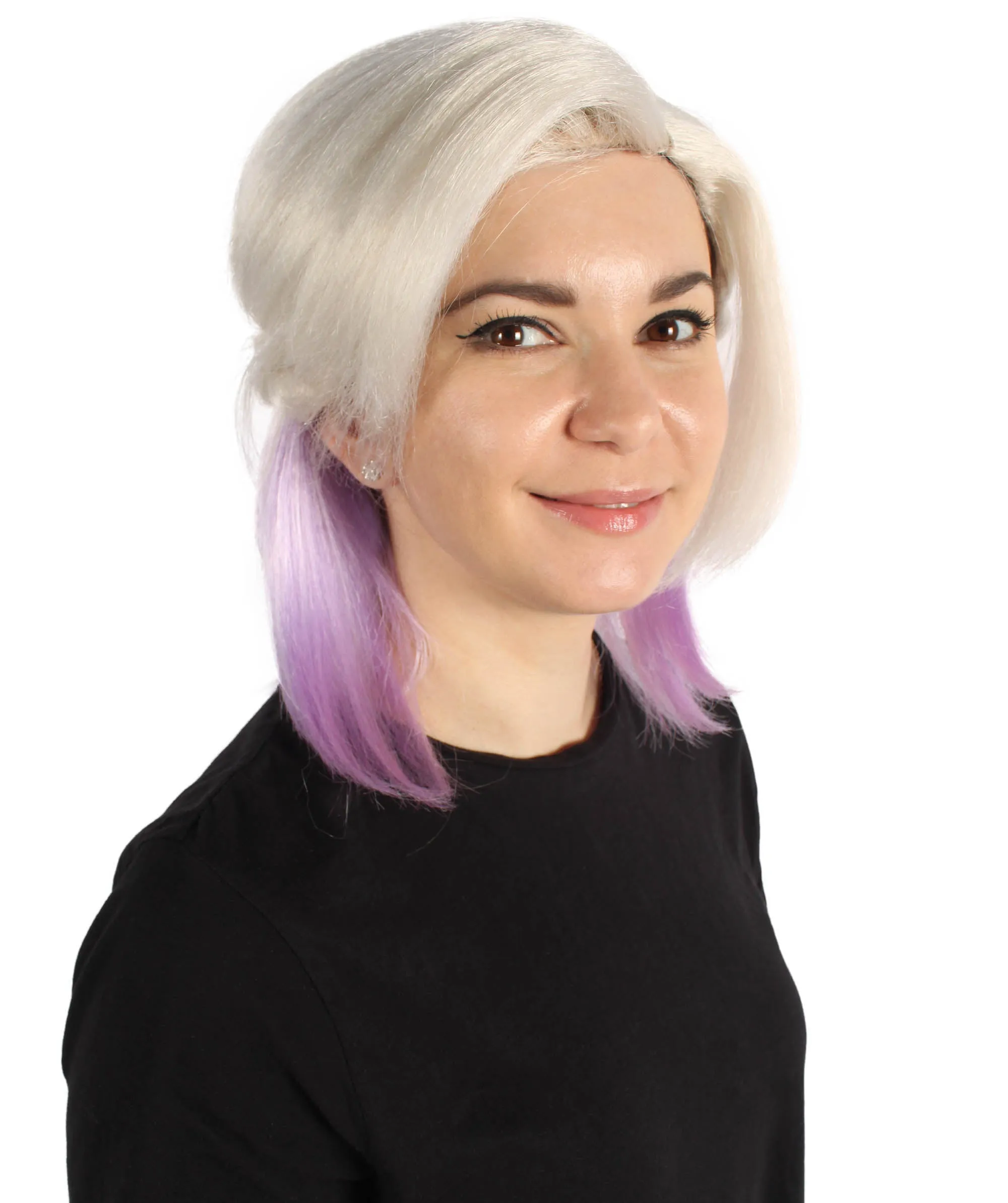 Adult Women's Blonde Purple Anime Wig | Perfect for Halloween | Flame-retardant Synthetic Fiber