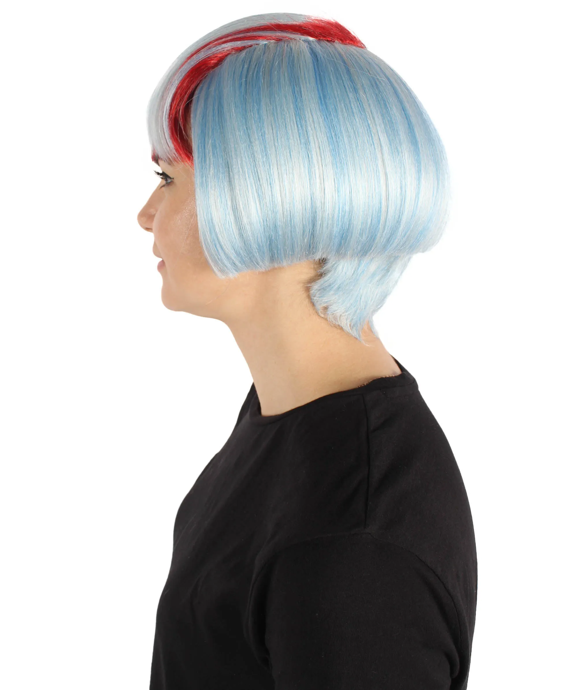 Adult Women's Red & White Short Bob Wig | Perfect for Halloween | Flame-retardant Synthetic Fiber