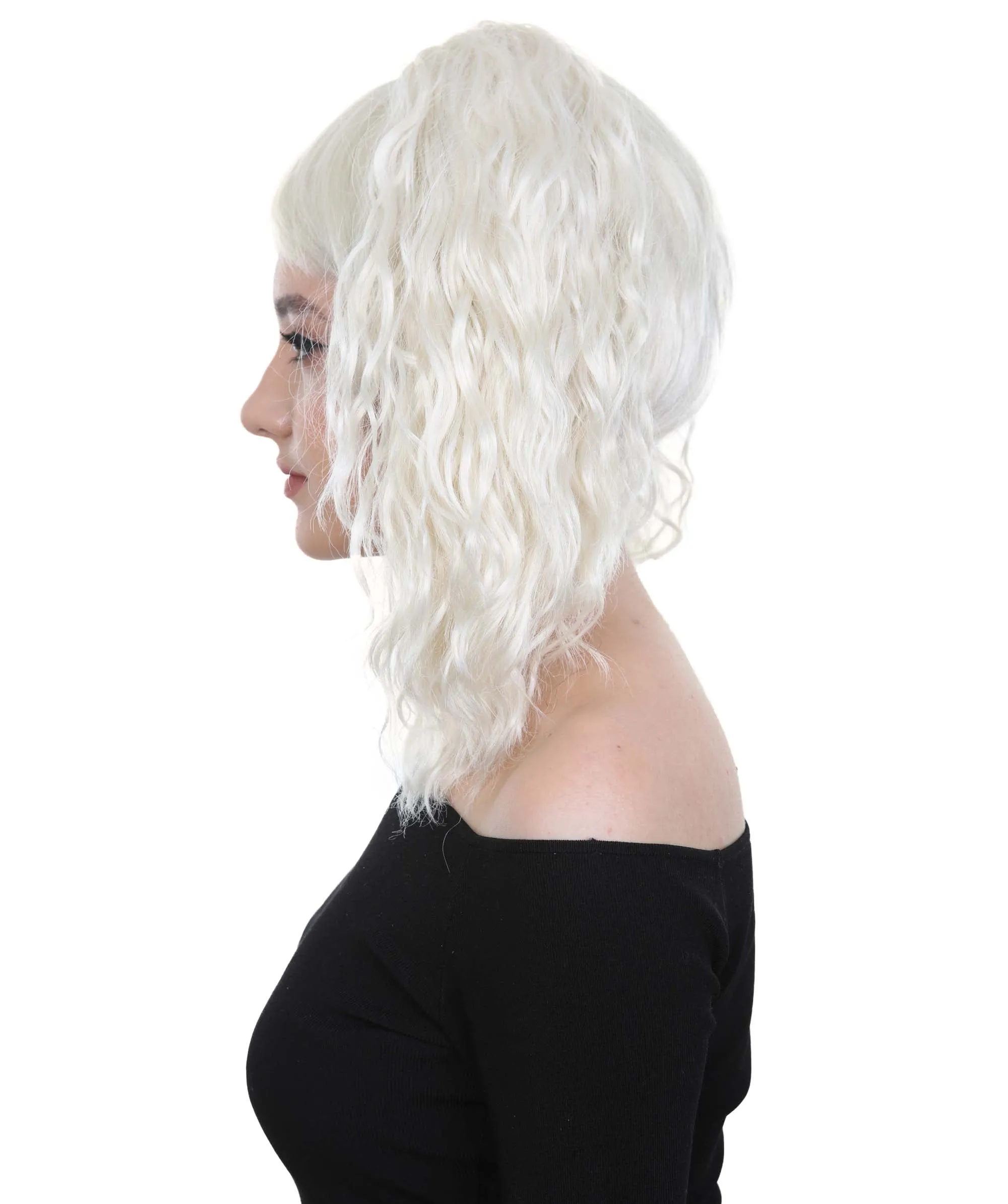 Adults Womens Wig | White TV/Movie Party Ready Fancy Cosplay Halloween Wig | Premium Breathable Capless Cap