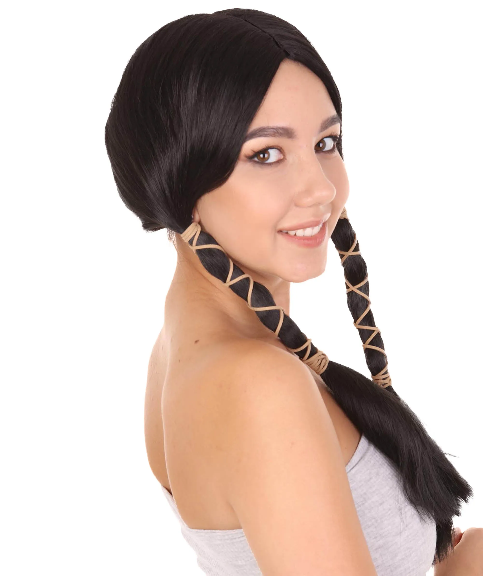 Animation Womens Wig | Black Braided Cosplay Halloween Wig | Premium Breathable Capless Cap