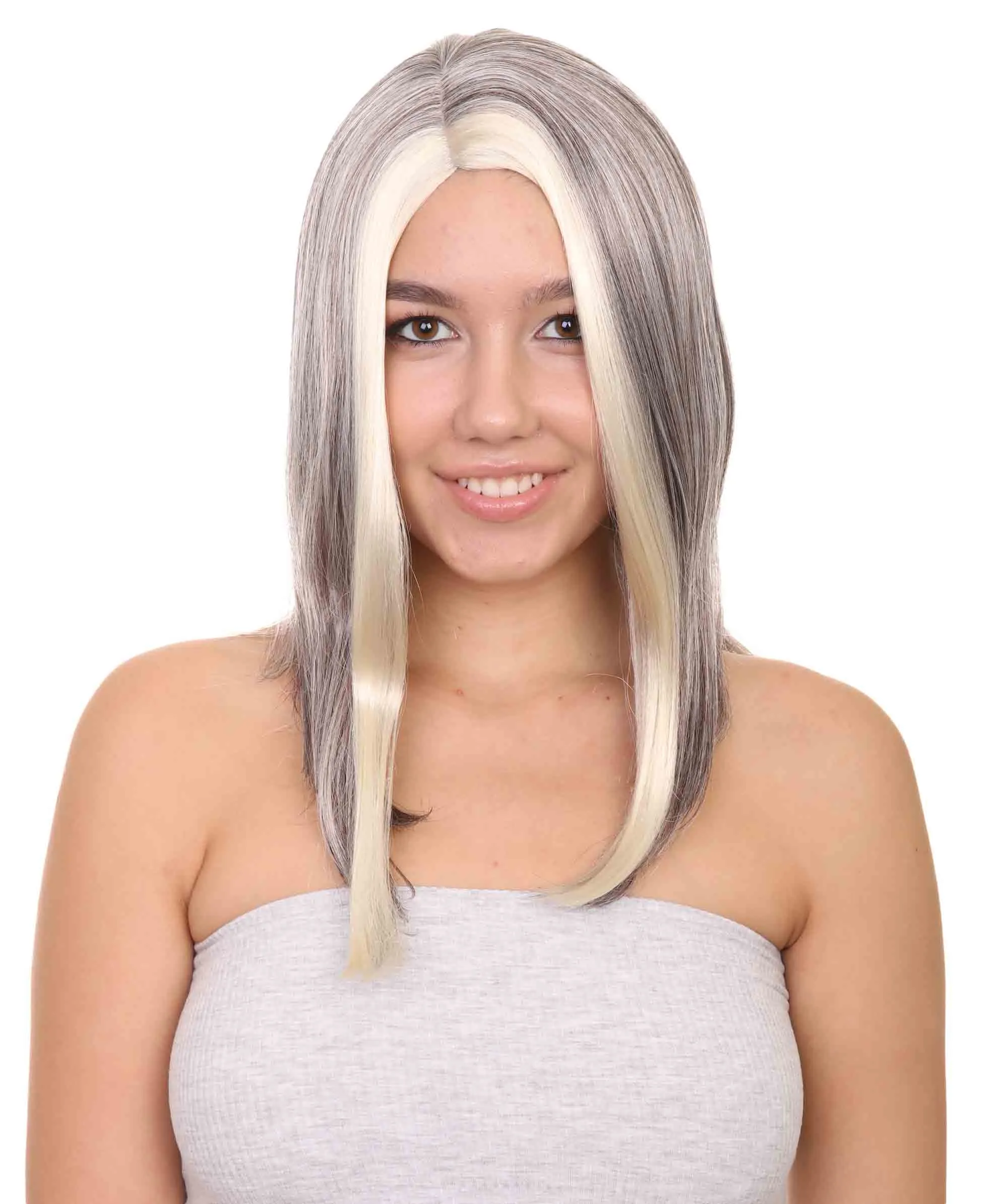 Antagonist President Wig , Blond Black Movie Wig , Premium Breathable Capless Cap