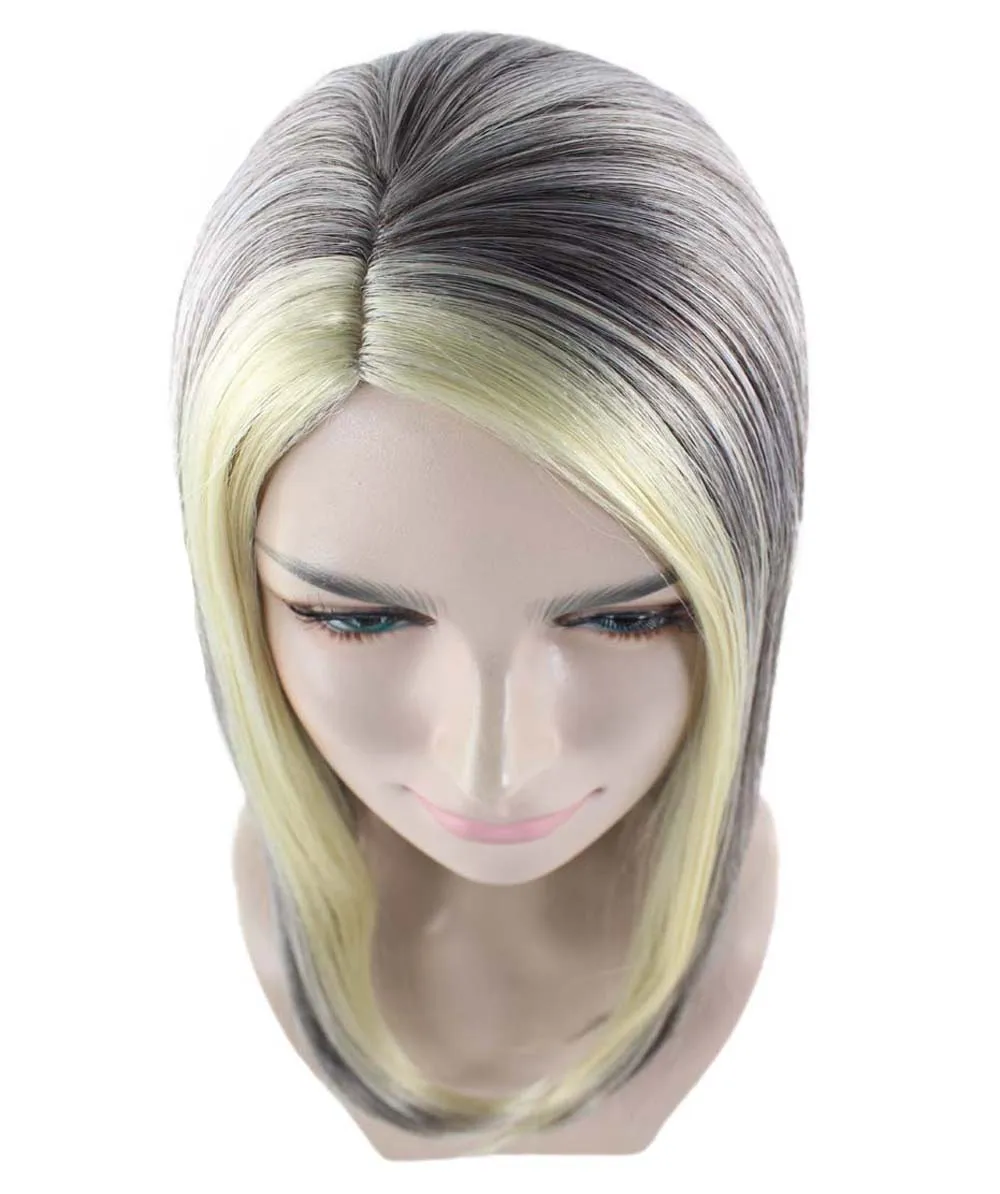 Antagonist President Wig , Blond Black Movie Wig , Premium Breathable Capless Cap