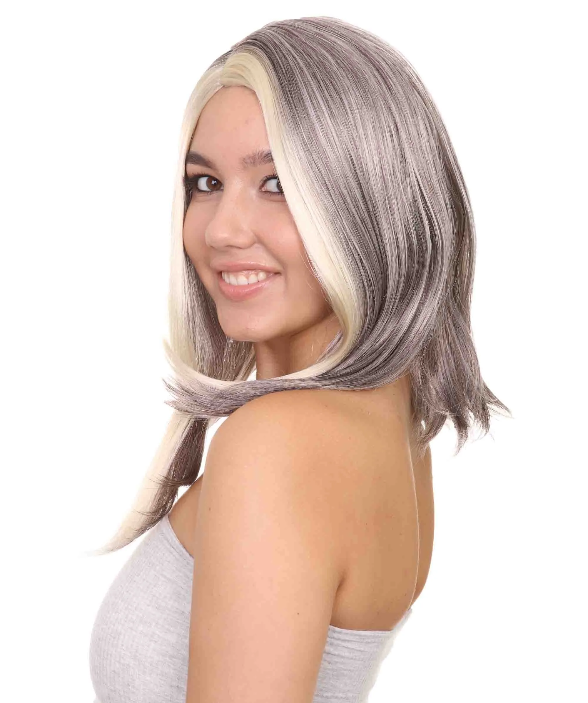 Antagonist President Wig , Blond Black Movie Wig , Premium Breathable Capless Cap