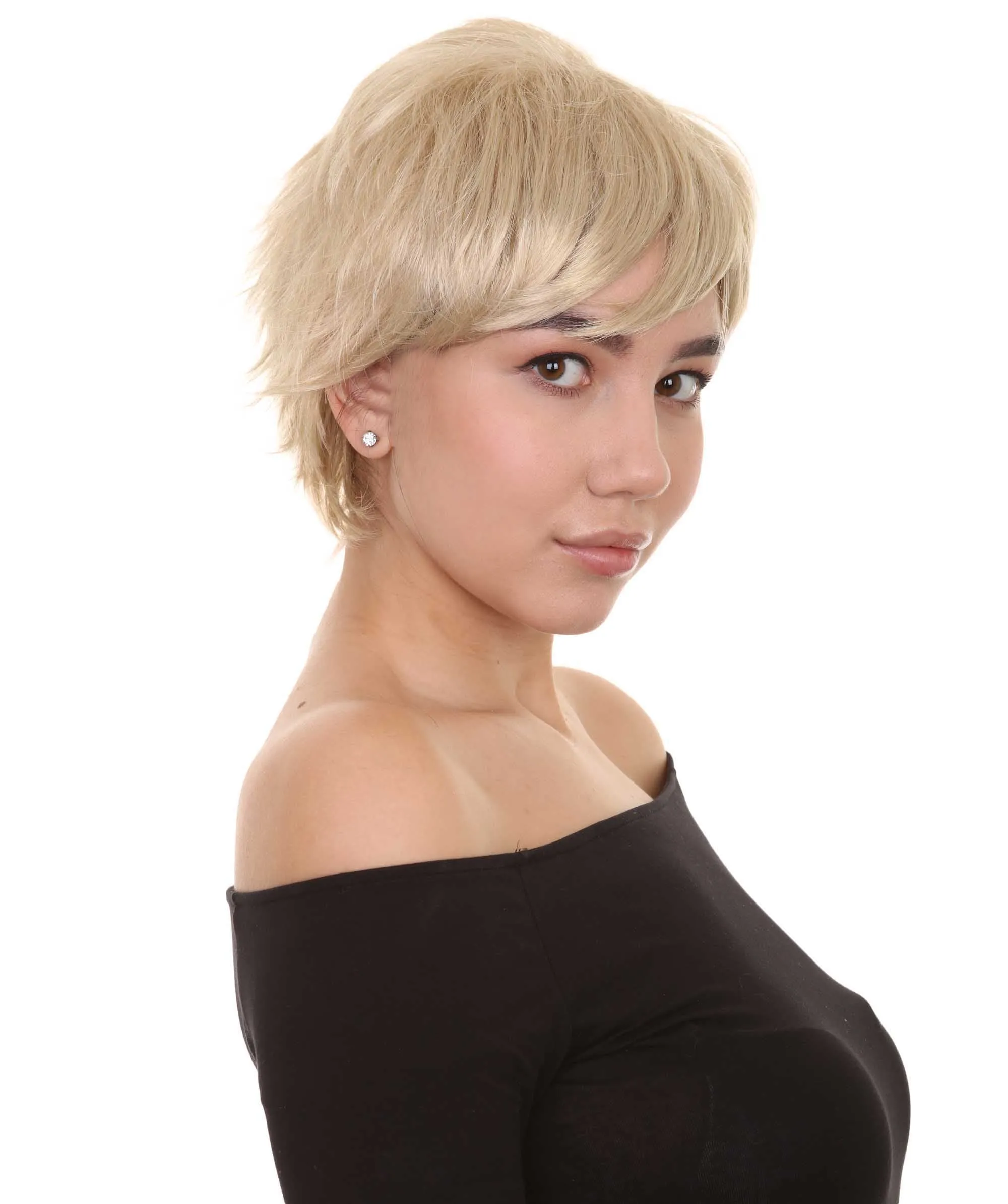 Blonde Short Womens Wig | Natural Looking Halloween Wig | Premium Breathable Capless Cap