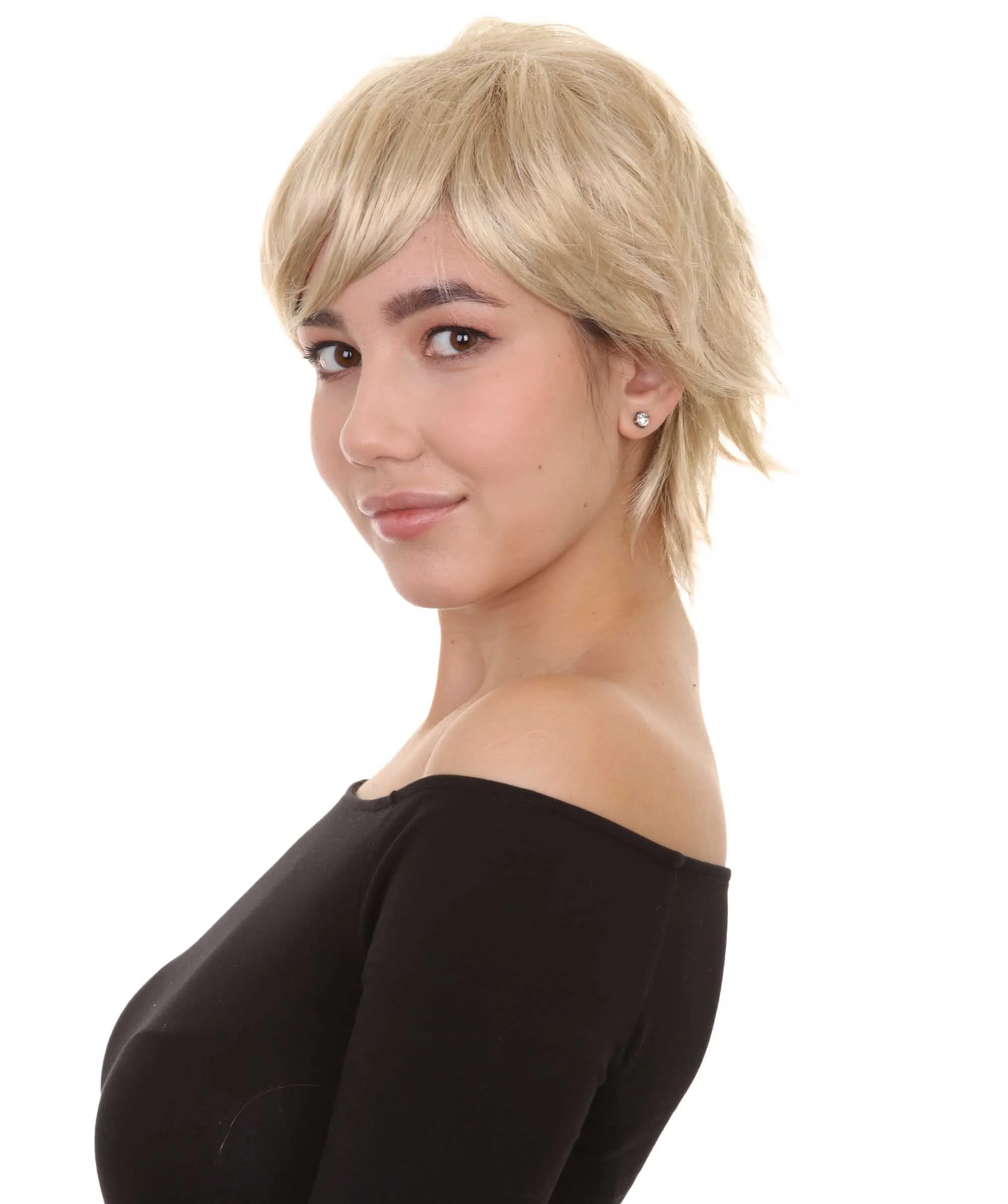 Blonde Short Womens Wig | Natural Looking Halloween Wig | Premium Breathable Capless Cap