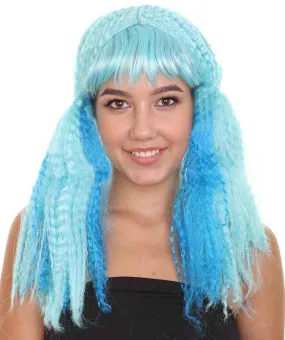 Blue Mix Color Doll Womens Wig | Long Cosplay Halloween Wig | Premium Breathable Capless Cap