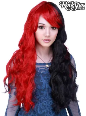 Classic Wavy Womens Red and Black Deluxe Fashion Wig