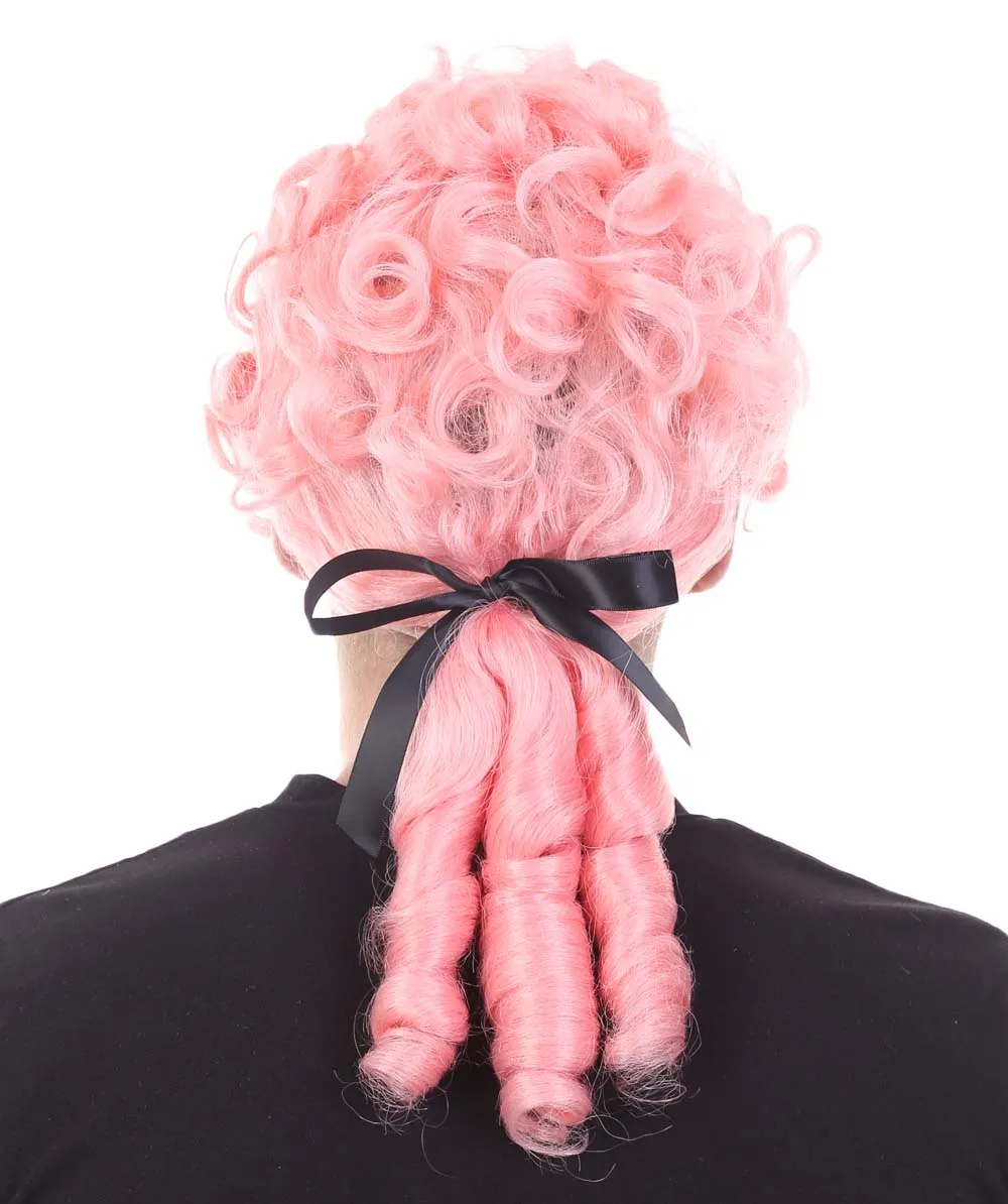 Colonial Curly Wigs | Pink Historical Wigs | Premium Breathable Capless Cap