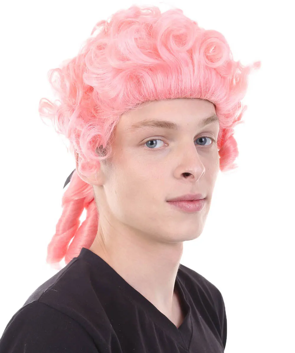 Colonial Curly Wigs | Pink Historical Wigs | Premium Breathable Capless Cap