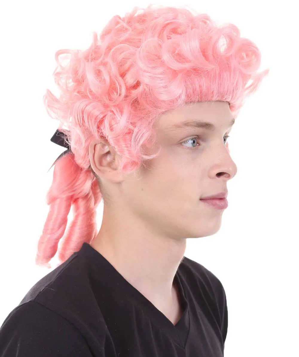 Colonial Curly Wigs | Pink Historical Wigs | Premium Breathable Capless Cap