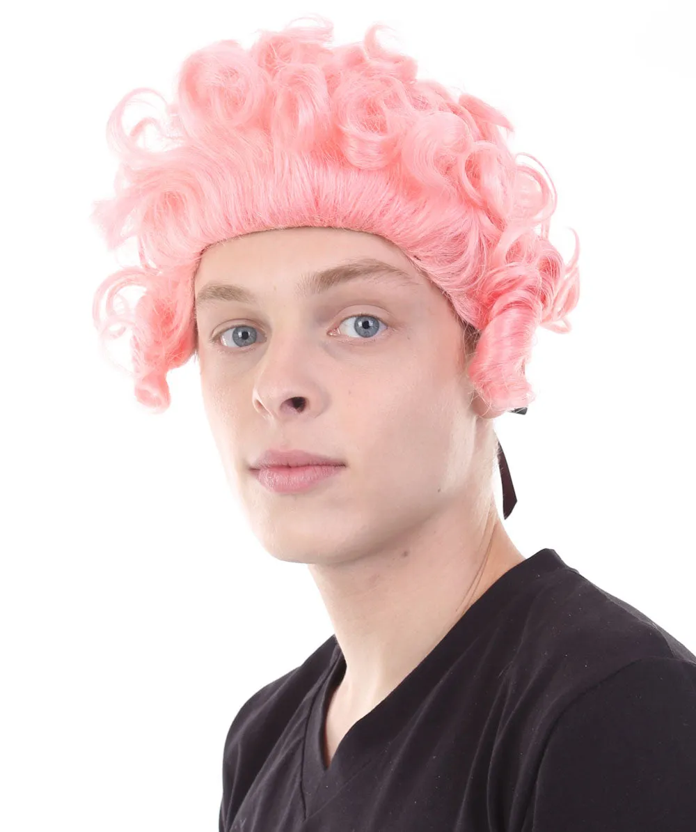 Colonial Curly Wigs | Pink Historical Wigs | Premium Breathable Capless Cap