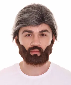 Comedian Wig with Full Beard Set | Mixed Color Celebrity Wigs | Premium Breathable Capless Cap