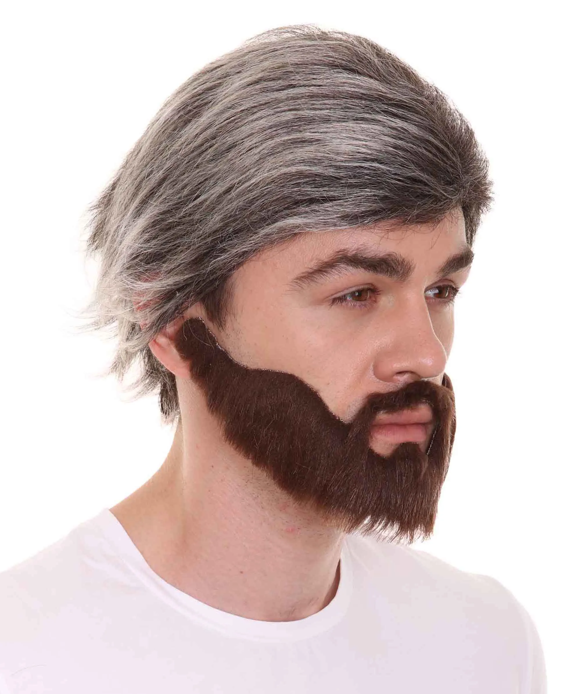 Comedian Wig with Full Beard Set | Mixed Color Celebrity Wigs | Premium Breathable Capless Cap