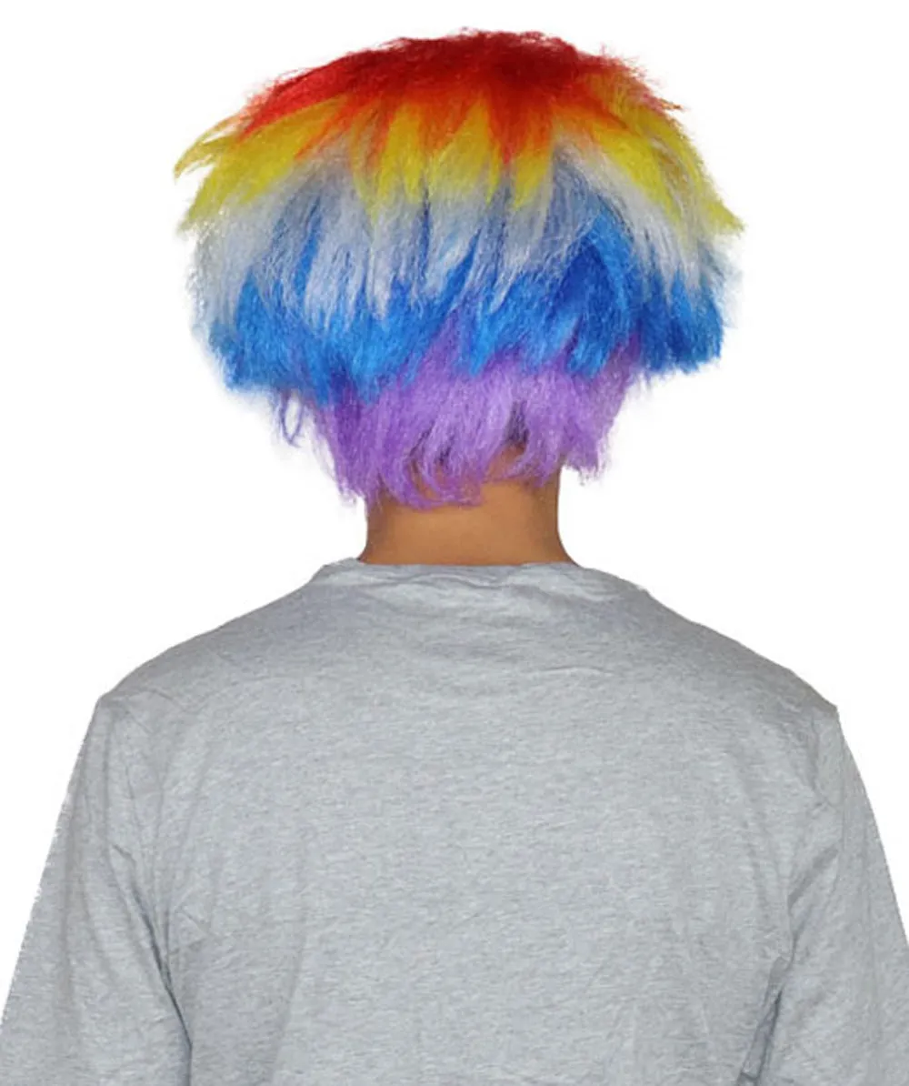 Crazy Clown Around Wig | Rainbow Clown Scary Wigs | Premium Breathable Capless Cap