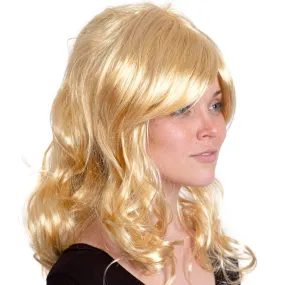 Curly Blond Wavy Wig - Long Curls Yellow Blonde Princess Goddess Wigs with Bangs for Kids and Adults