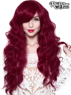 Deluxe Long Wavy Cranberry Red Heat Resistant Womens Wig