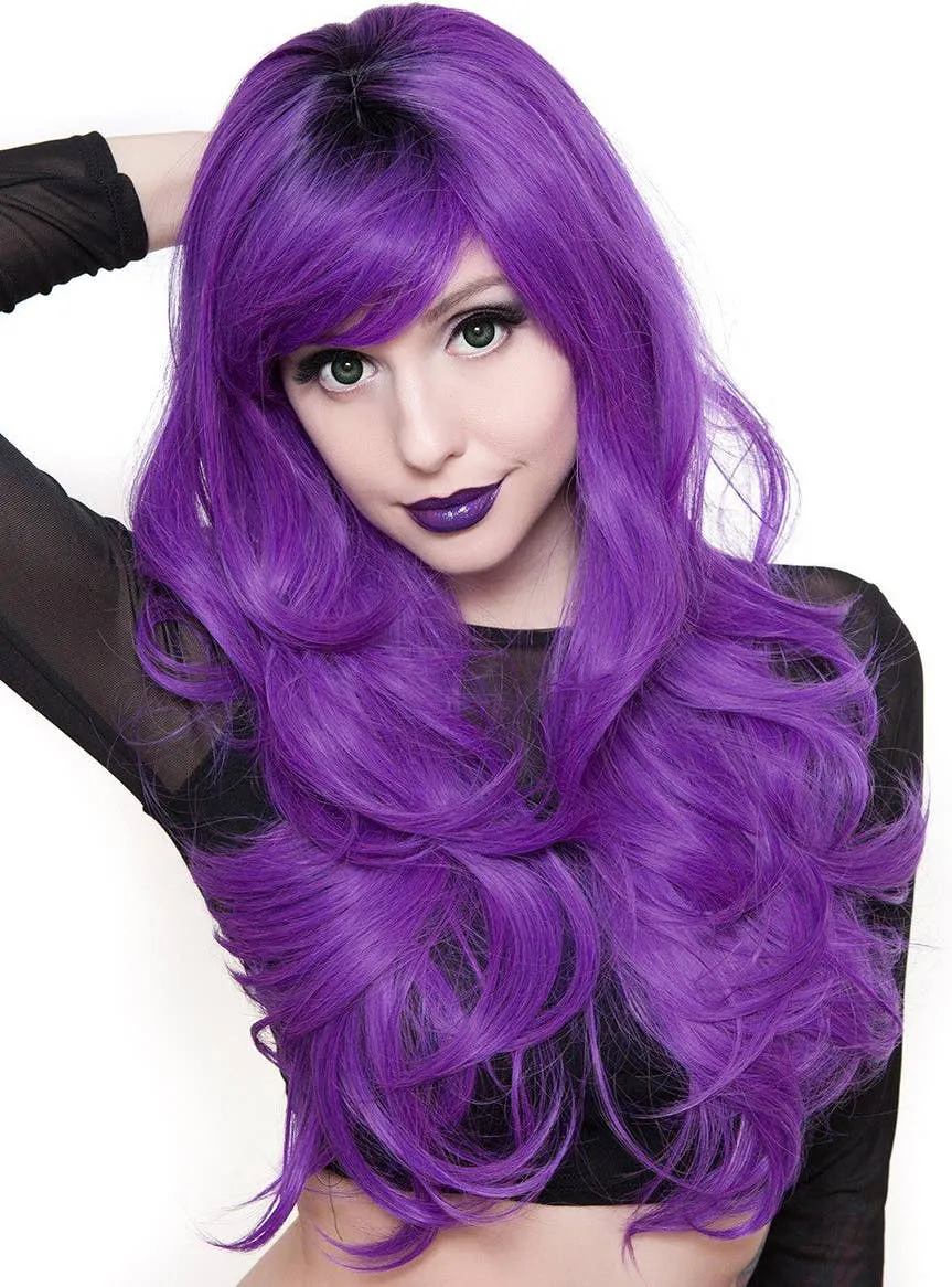 Deluxe Womens Uptown Girl Purple Heat Resistant Wig