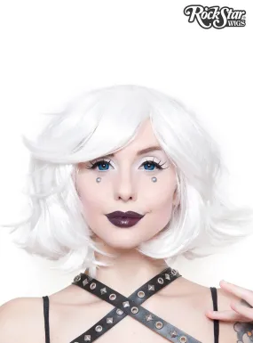 Deluxe Womens White Bob Fashion Wig with Side Fringe