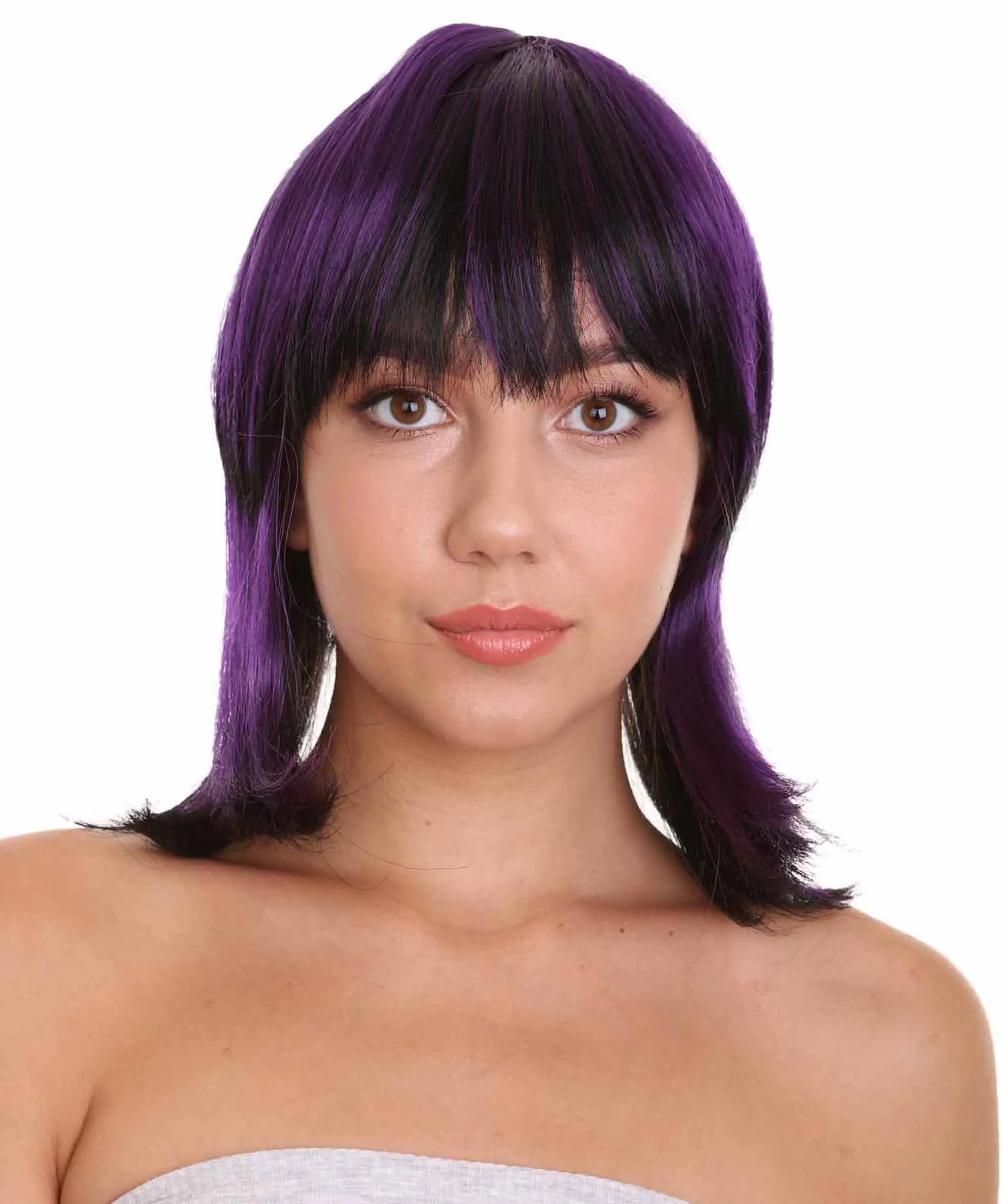 Ghost of the Shell | Black & Purple Cosplay Wig | Premium Breathable Capless Cap