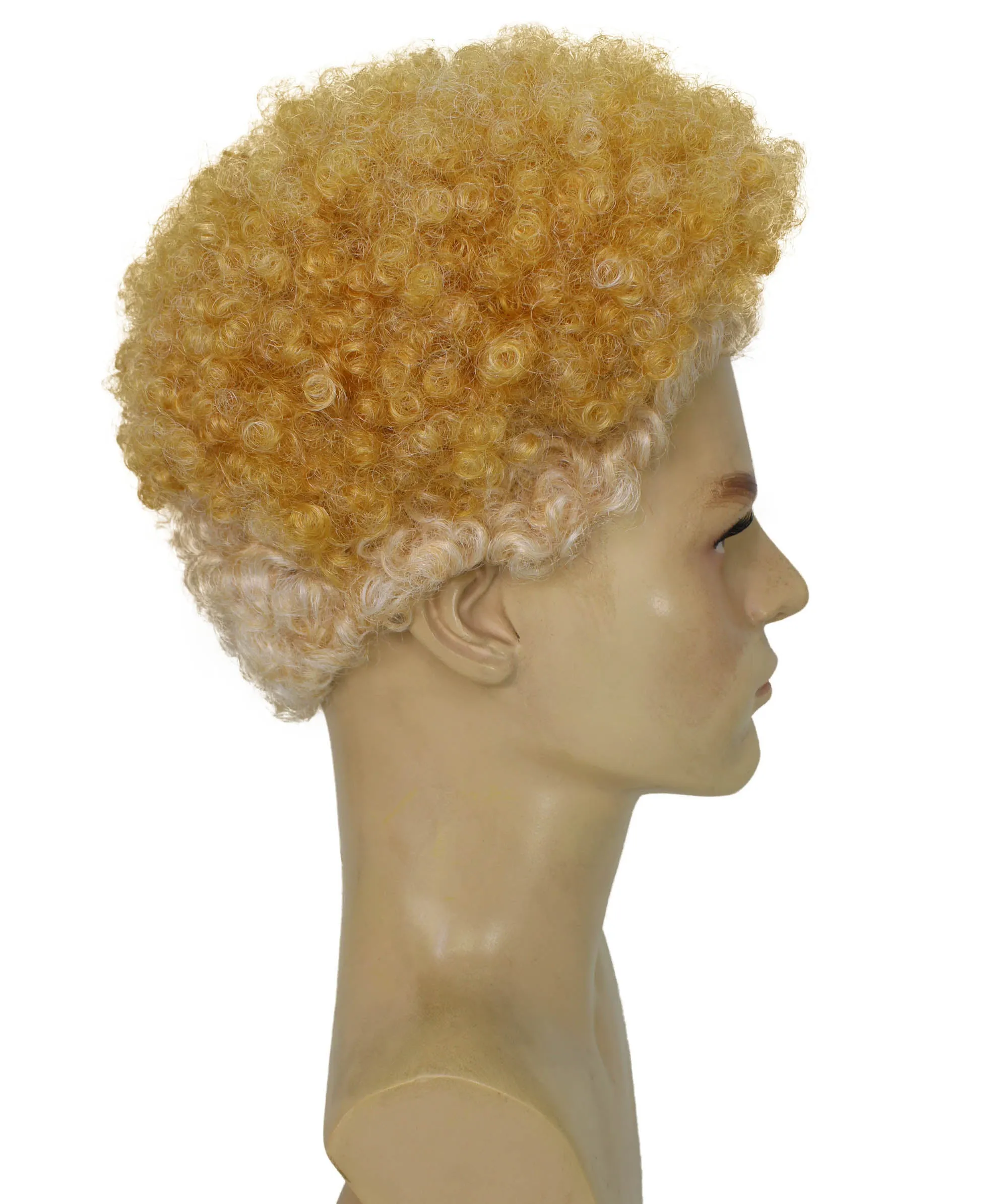 HPO Adult Men's Actor Stylish Blonde Afro Wig| Perfect for Halloween| Flame-retardant Synthetic Fiber