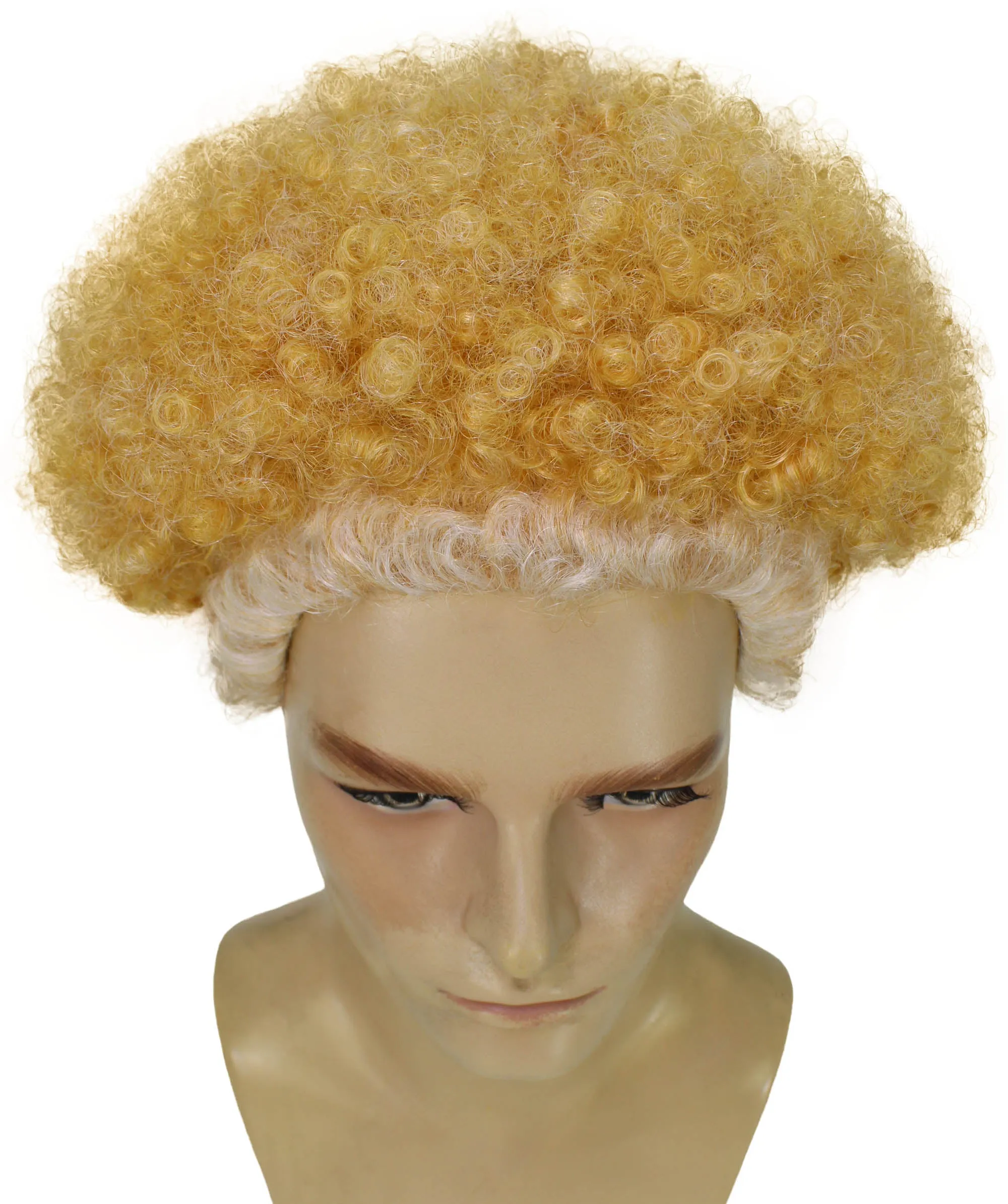 HPO Adult Men's Actor Stylish Blonde Afro Wig| Perfect for Halloween| Flame-retardant Synthetic Fiber