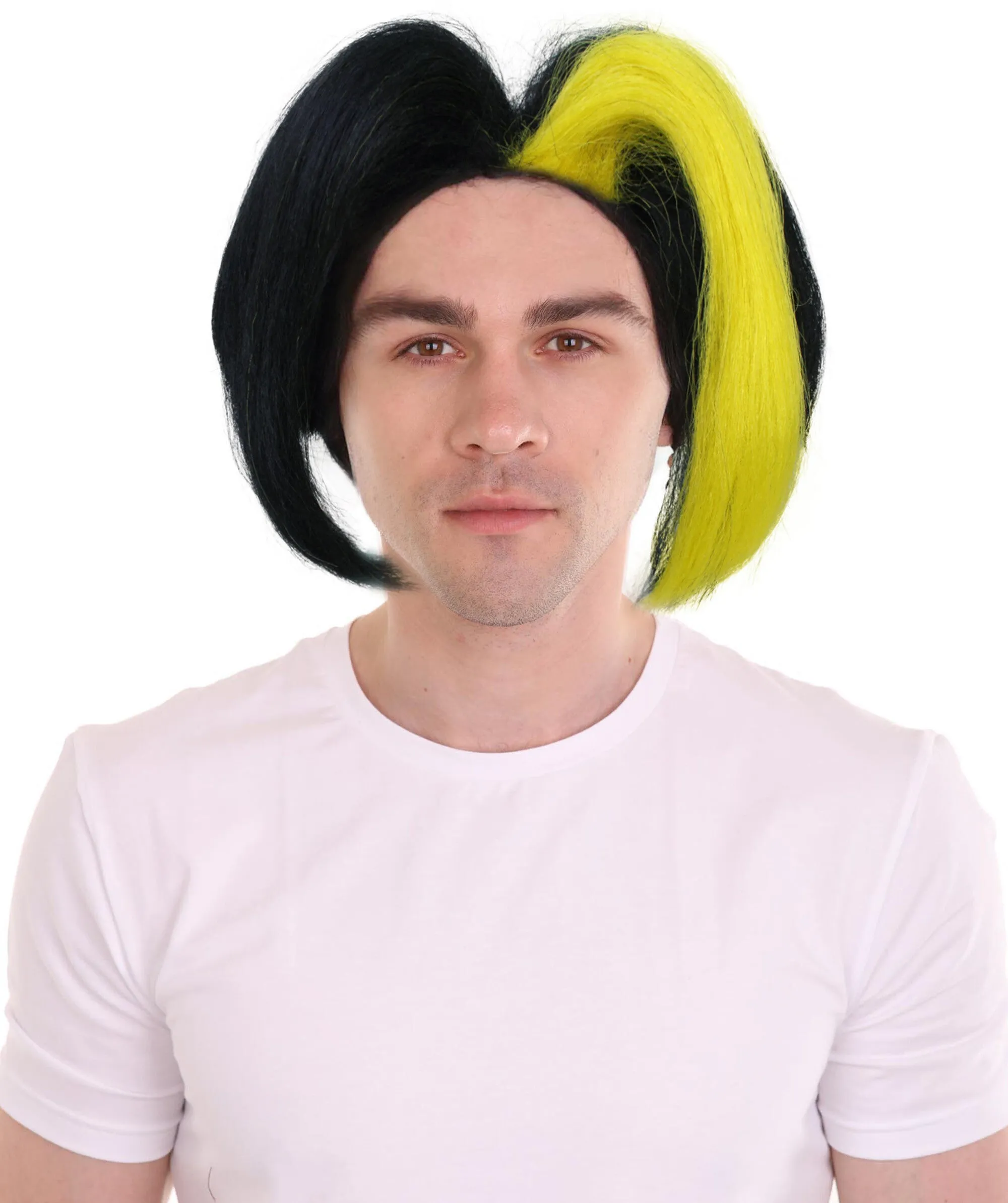 HPO Adult Men's Japanese Manga Young Protagonist Black Wig| Perfect for Halloween| Flame-retardant Synthetic Fiber